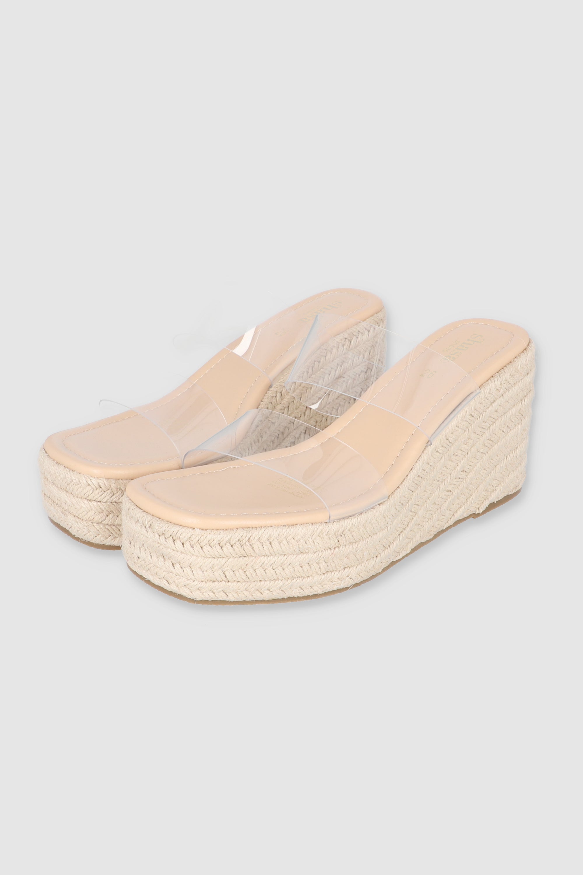 WEDGE DOS TIRAS TRANSPARENTES NUDE