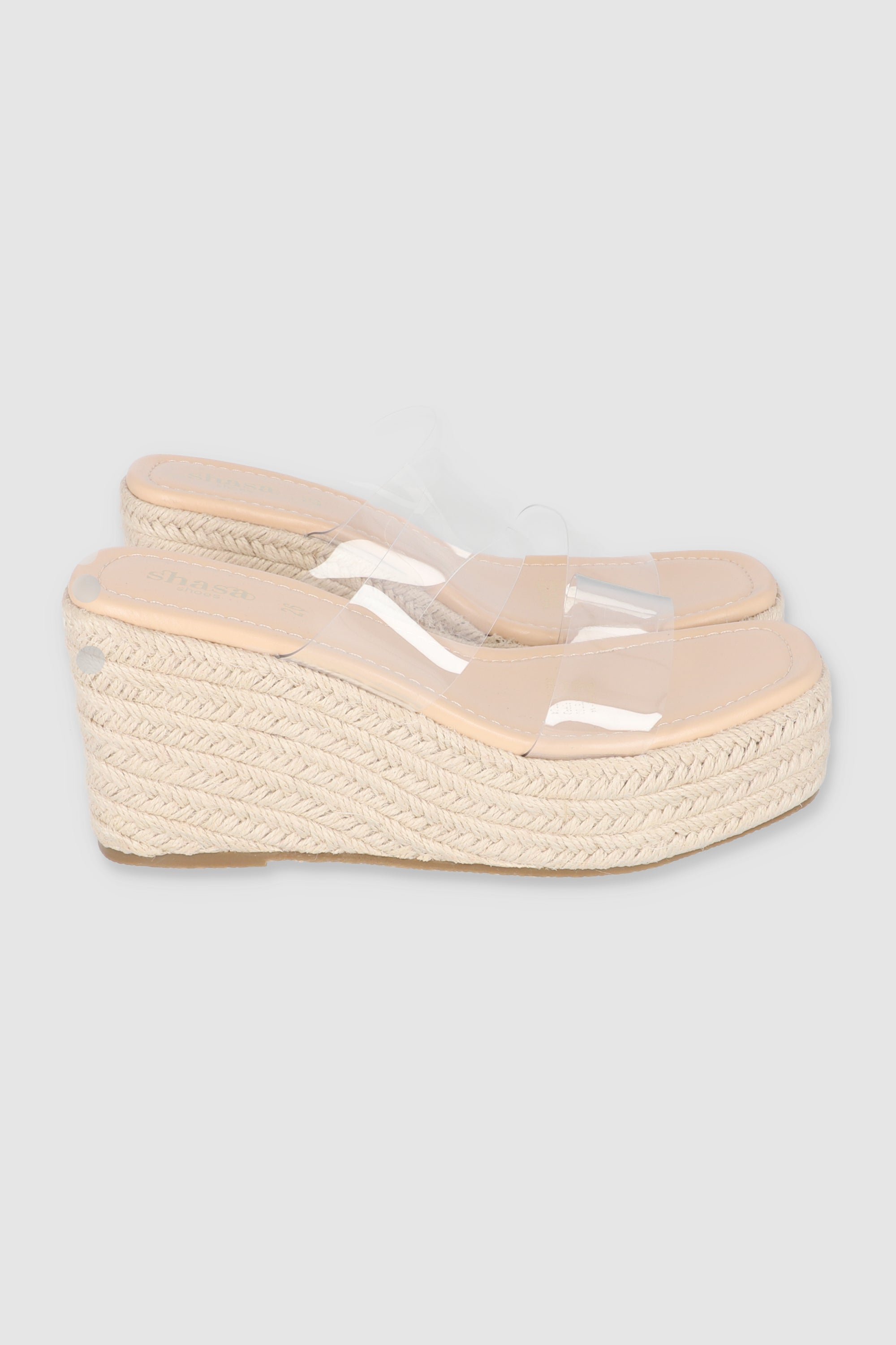 WEDGE DOS TIRAS TRANSPARENTES NUDE