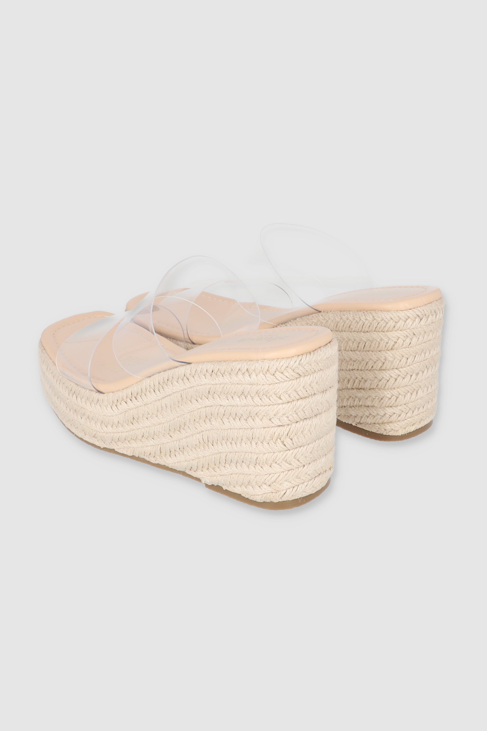 WEDGE DOS TIRAS TRANSPARENTES NUDE