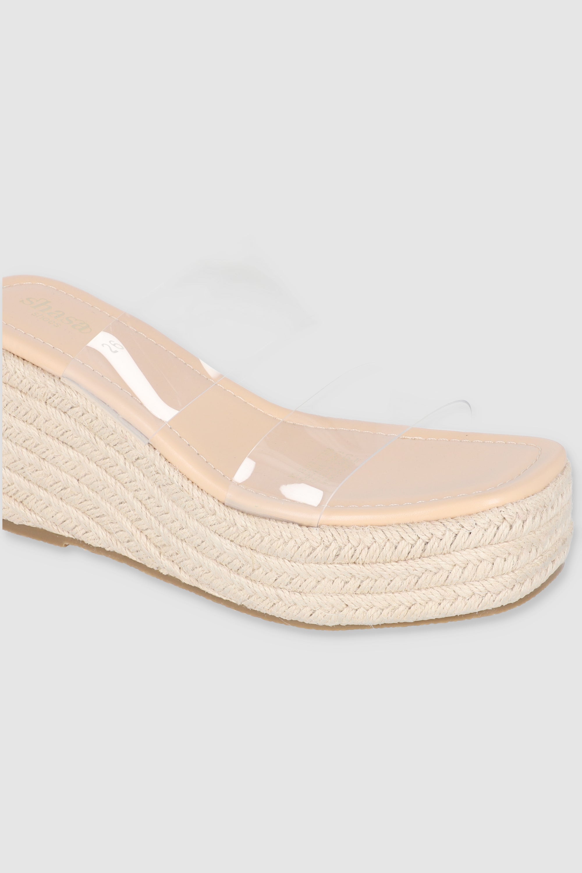 WEDGE DOS TIRAS TRANSPARENTES NUDE