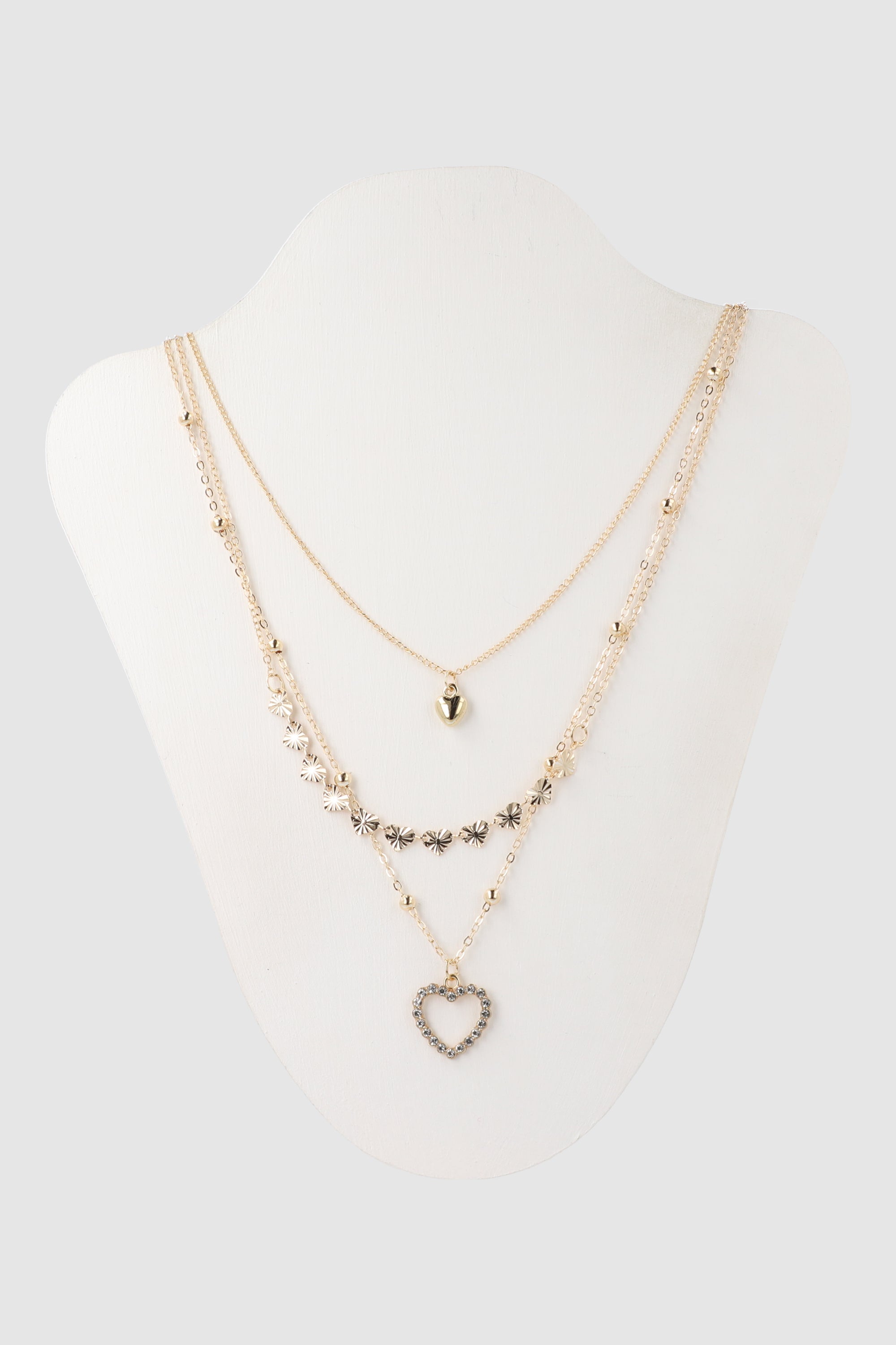 Collar 3c corazón brillos ORO