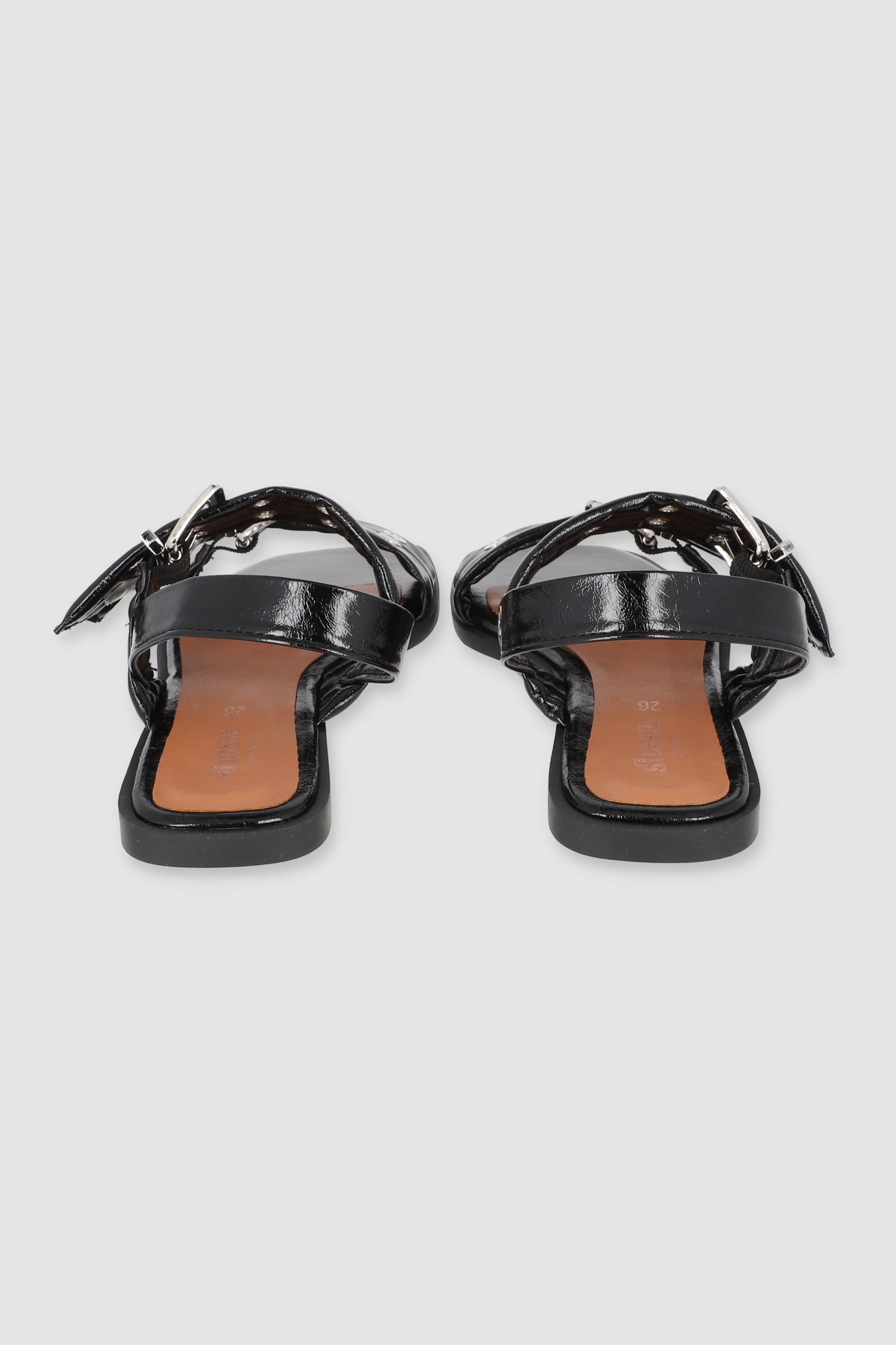 Sandalia hebilla doble eyelets slingback NEGRO