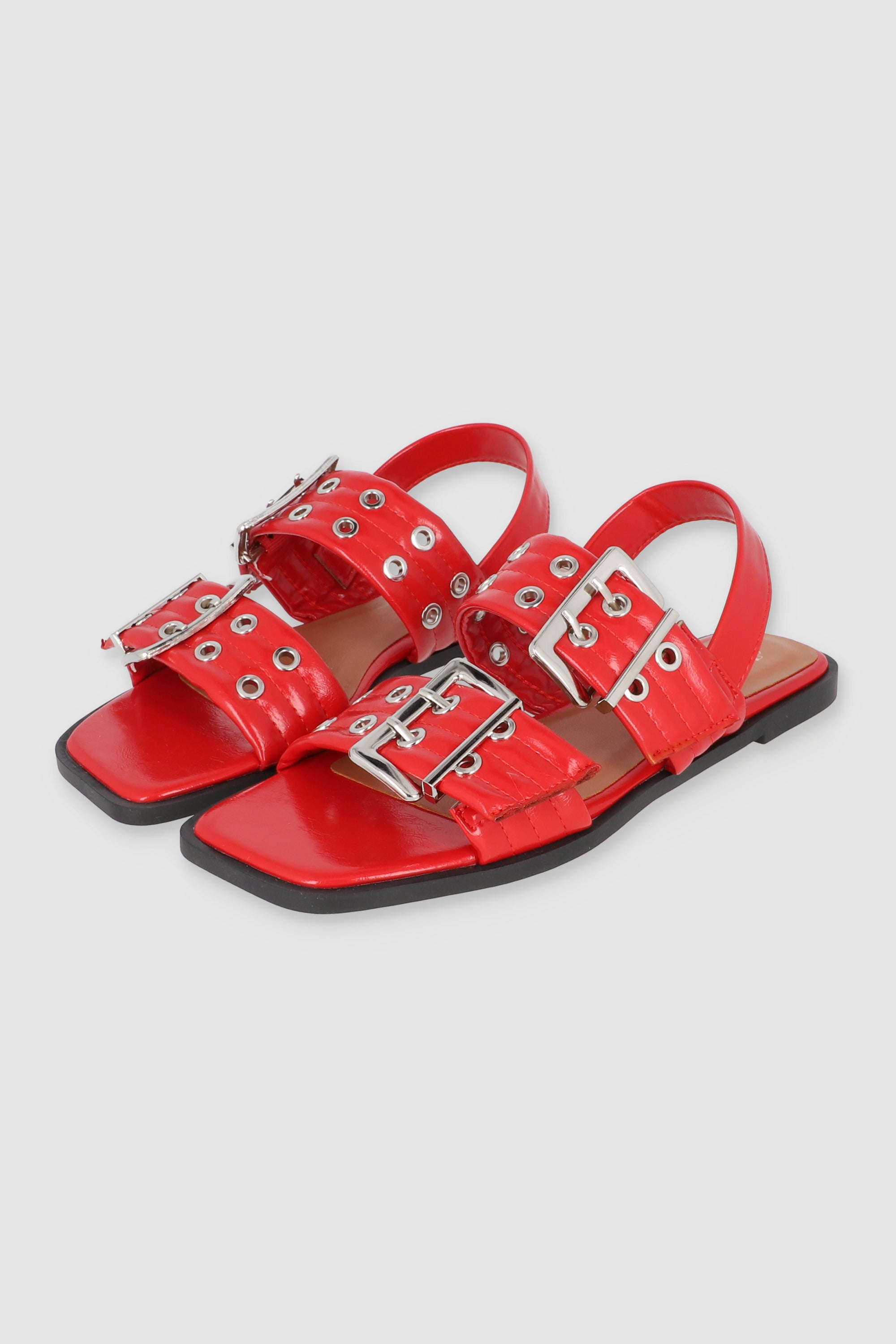 Sandalia hebilla doble eyelets slingback ROJO