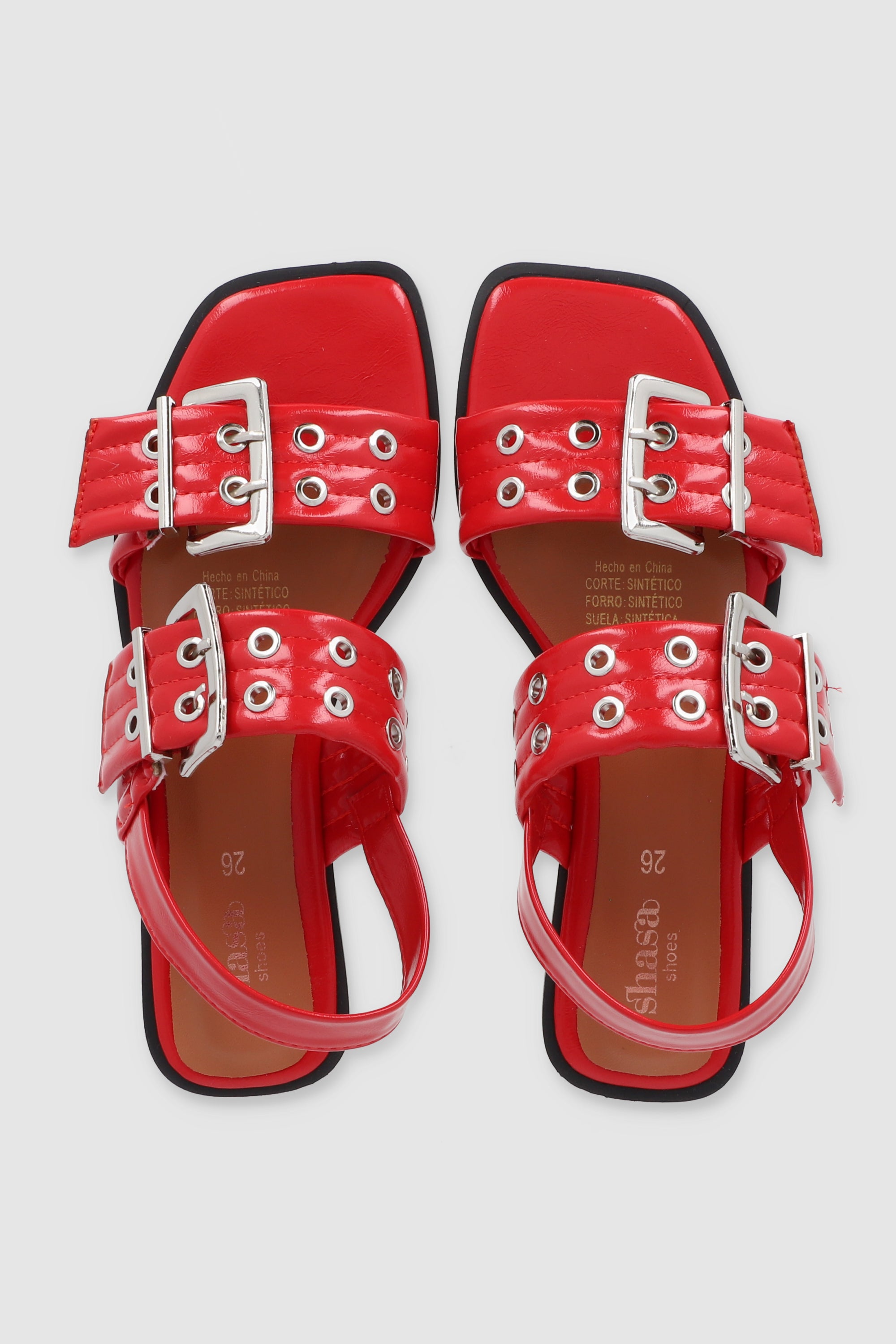 Sandalia hebilla doble eyelets slingback ROJO