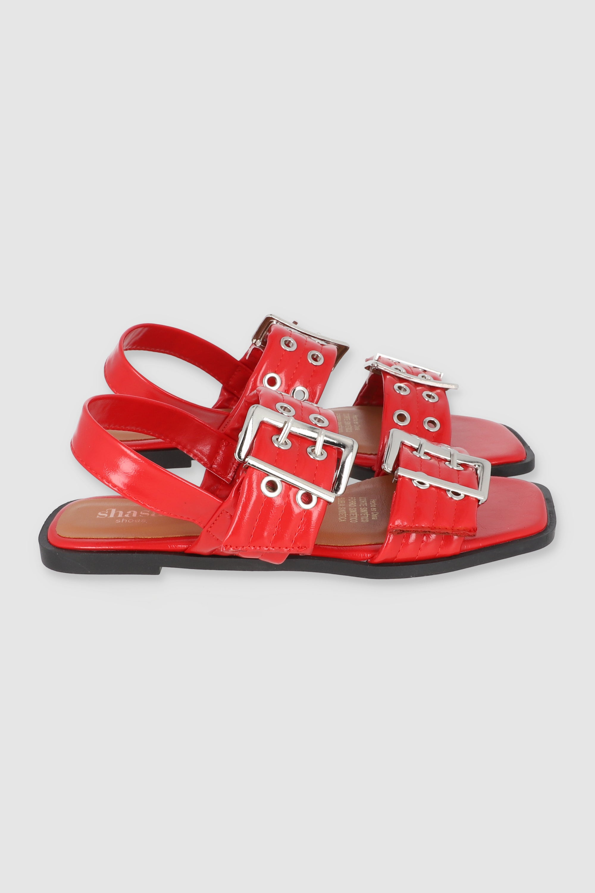 Sandalia hebilla doble eyelets slingback ROJO