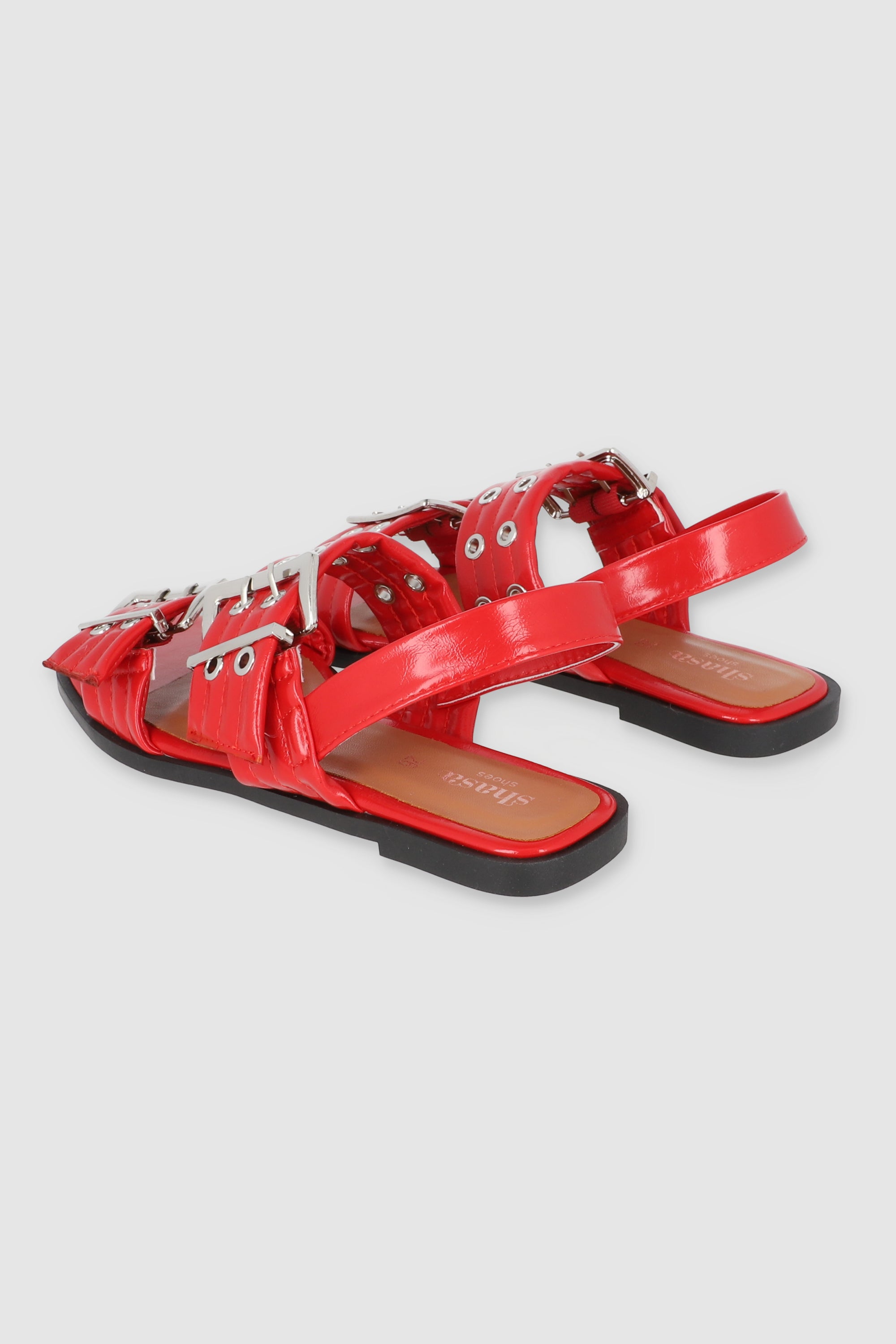 Sandalia hebilla doble eyelets slingback ROJO