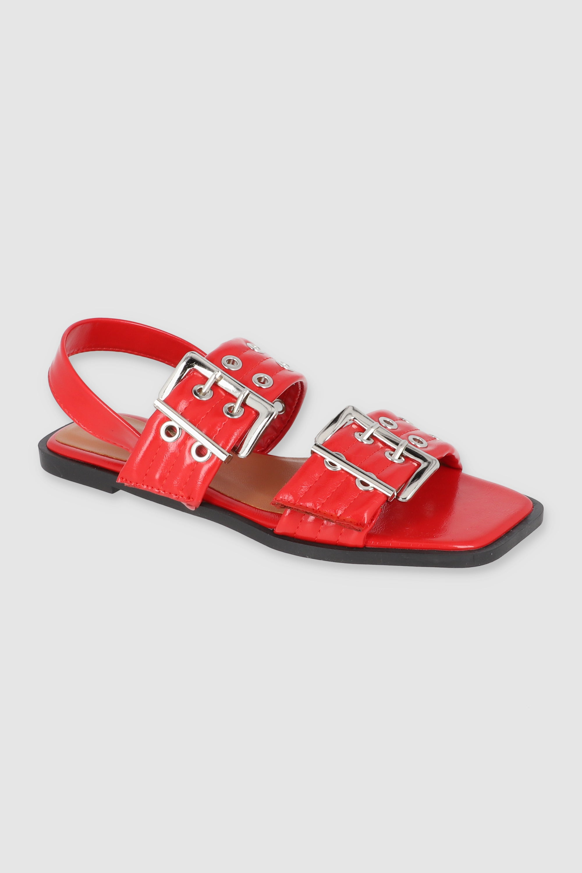 Sandalia hebilla doble eyelets slingback ROJO