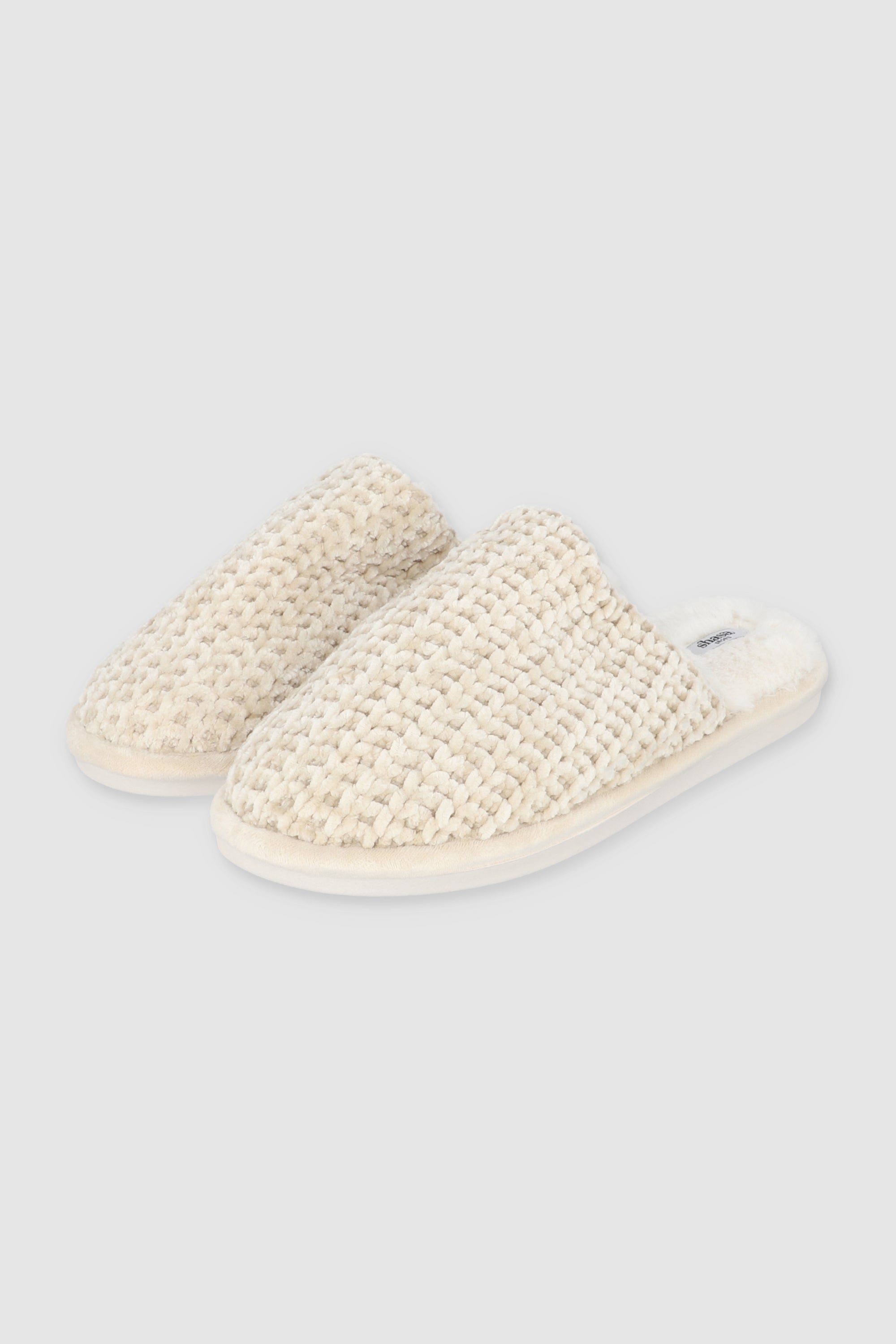 Pantufla mula tejida BEIGE