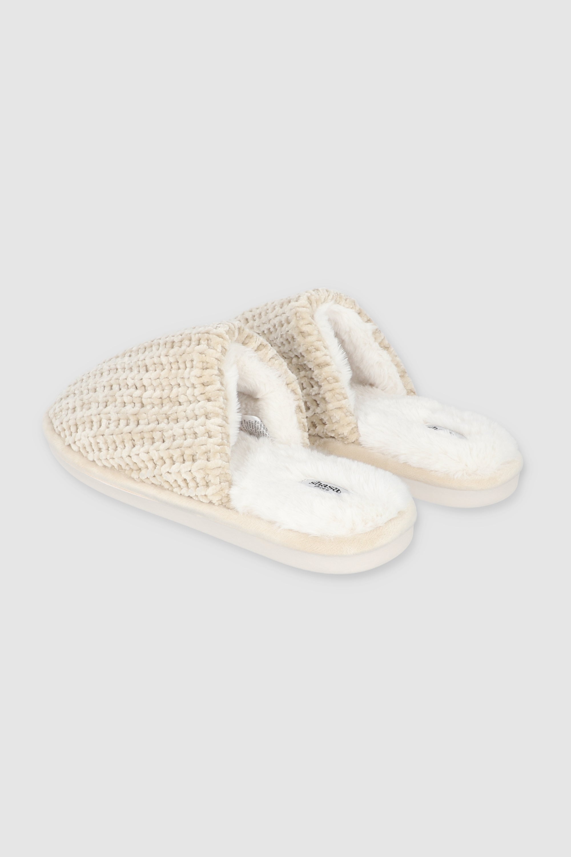 Pantufla mula tejida BEIGE