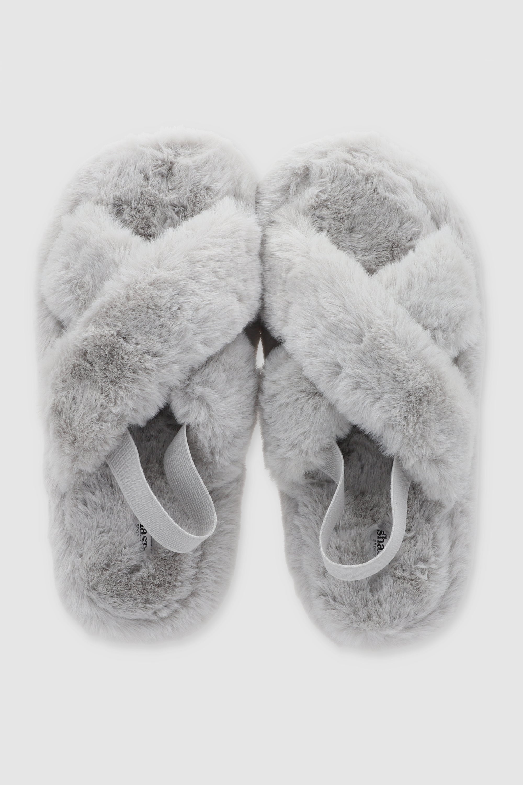 Pantufla cozy cruzada slingback GRIS