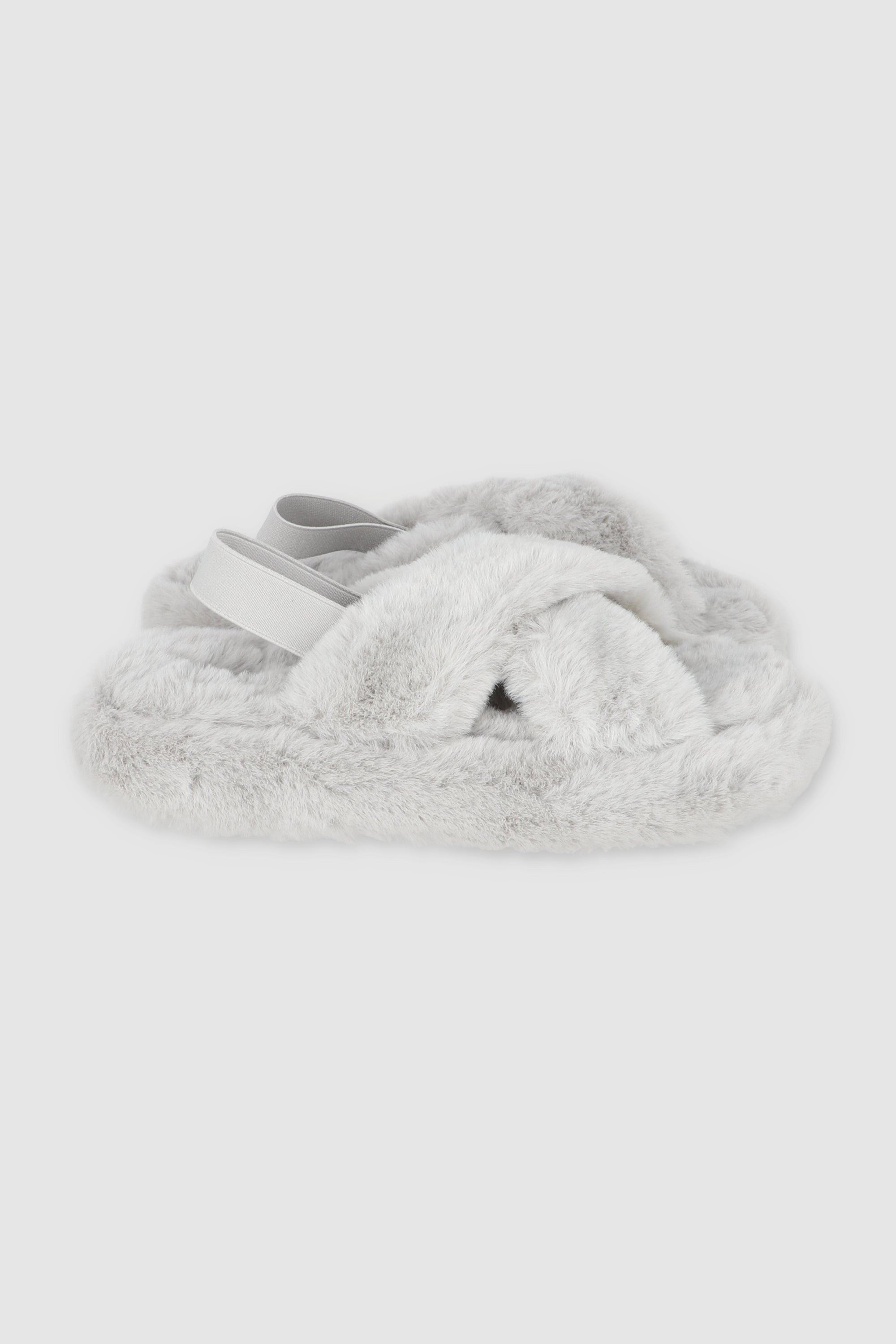 Pantufla cozy cruzada slingback GRIS