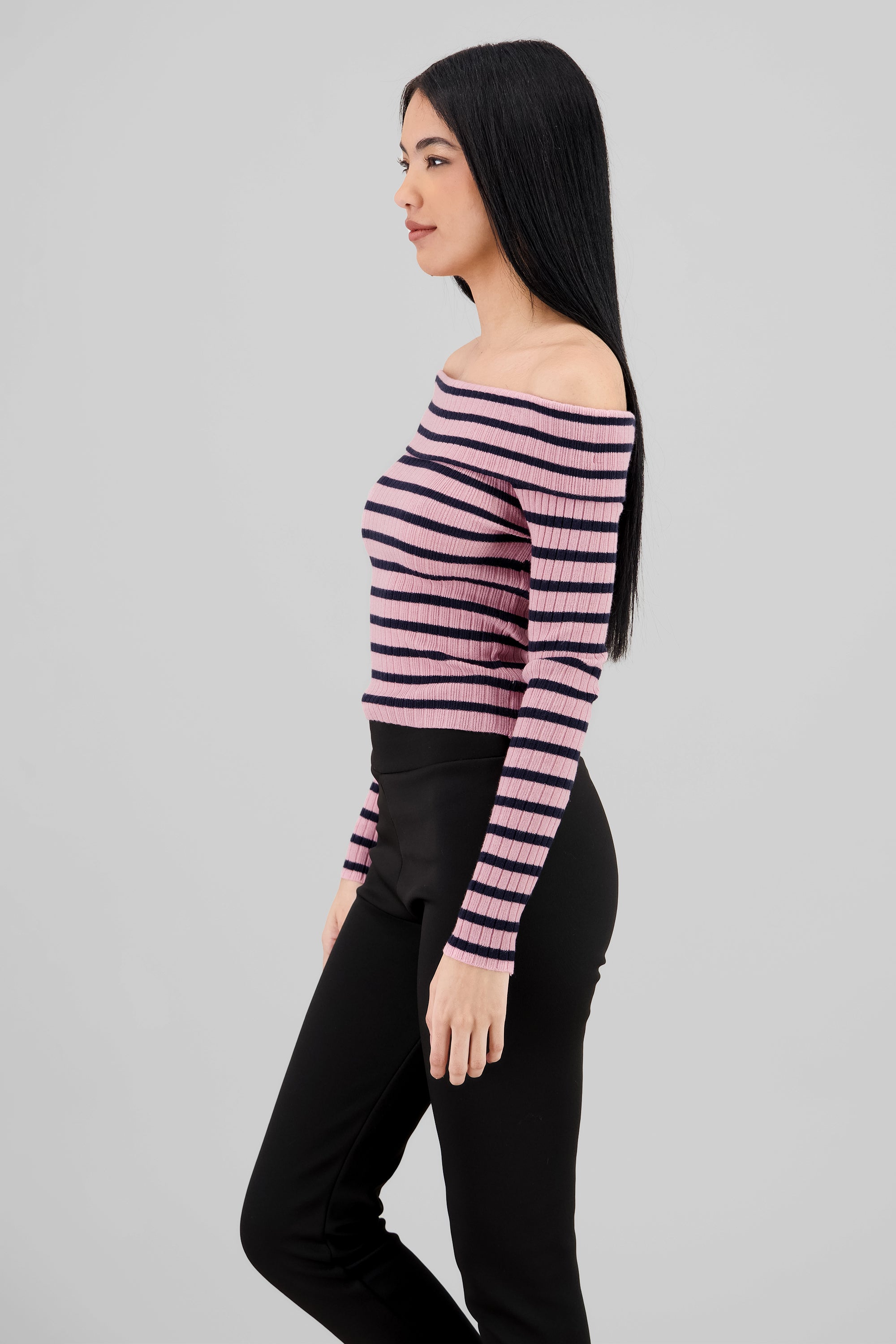 Top rayas off shoulder manga rayas ROSA COMBO
