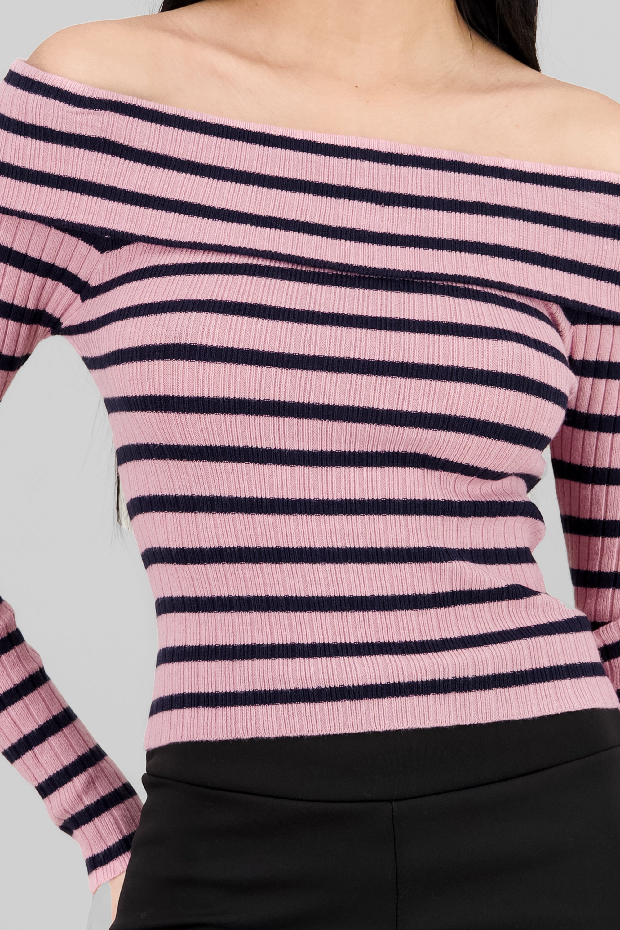Top rayas off shoulder manga rayas ROSA COMBO