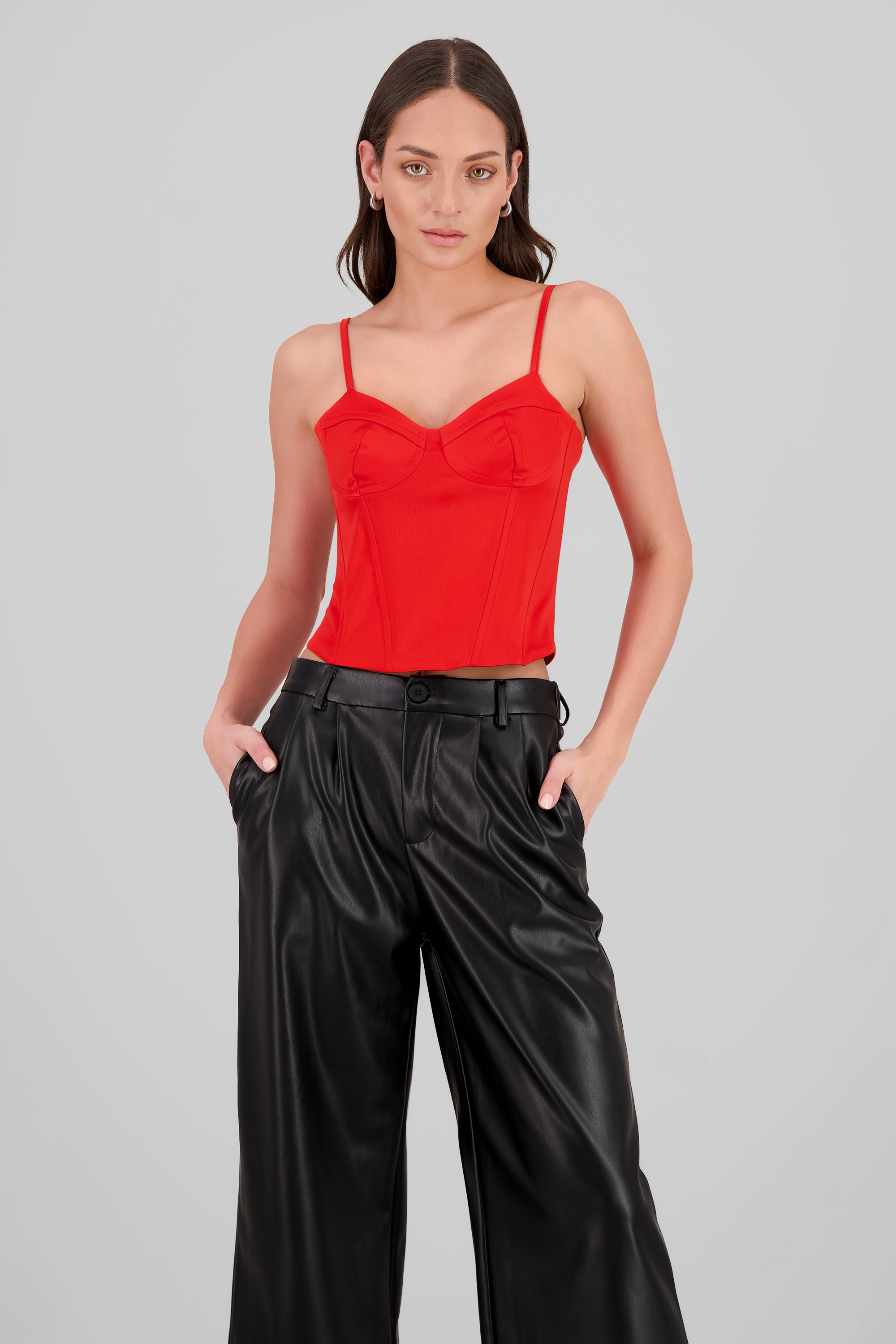 Top crop copas tirantes ROJO