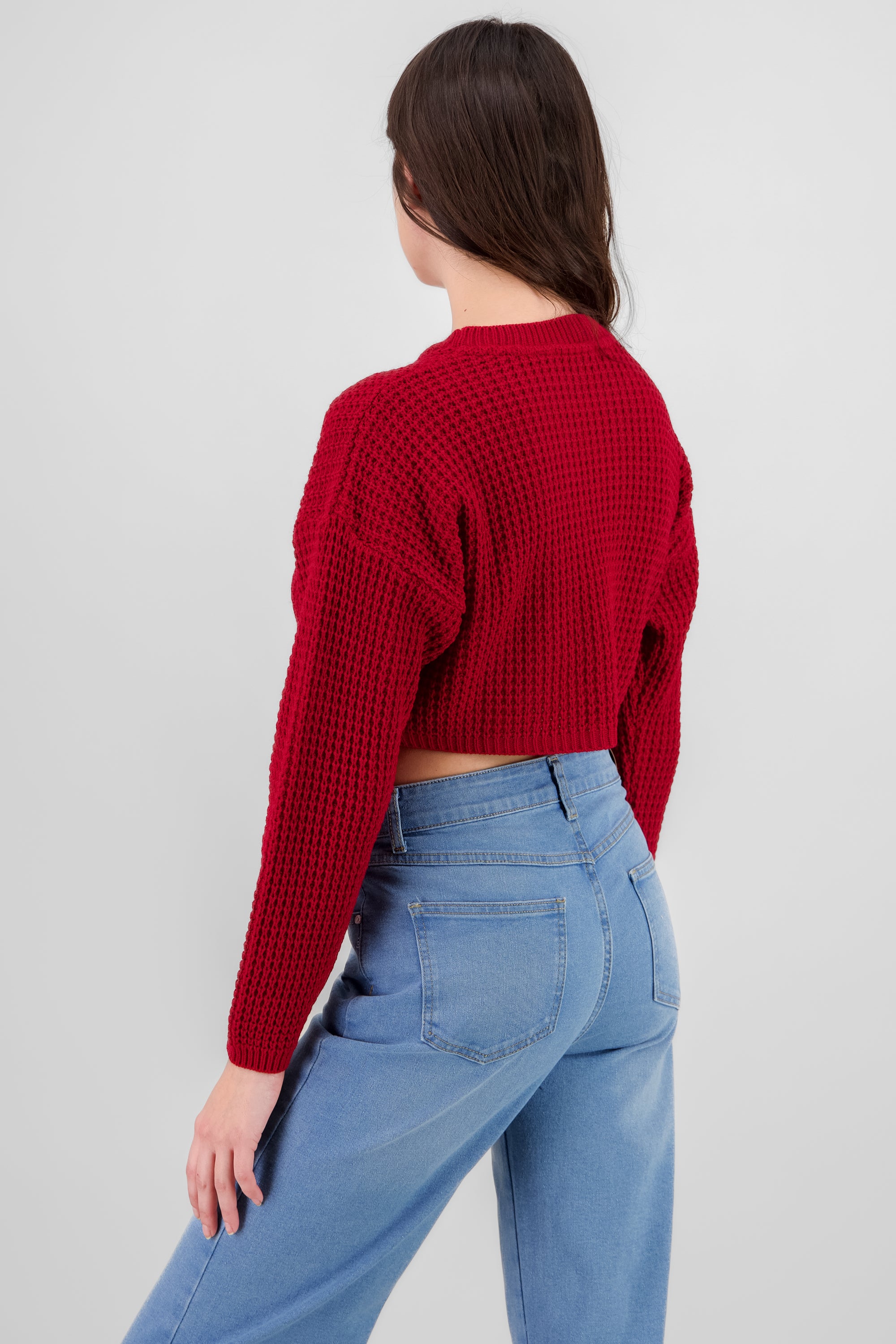 Sueter tejido ancho crop ROJO