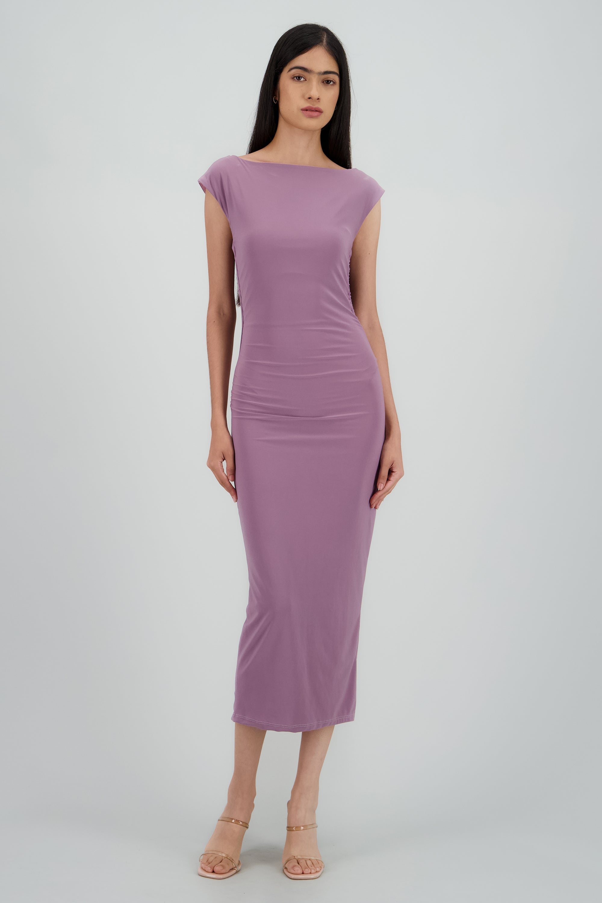 Vestido drapeado sin mangas MARSALA