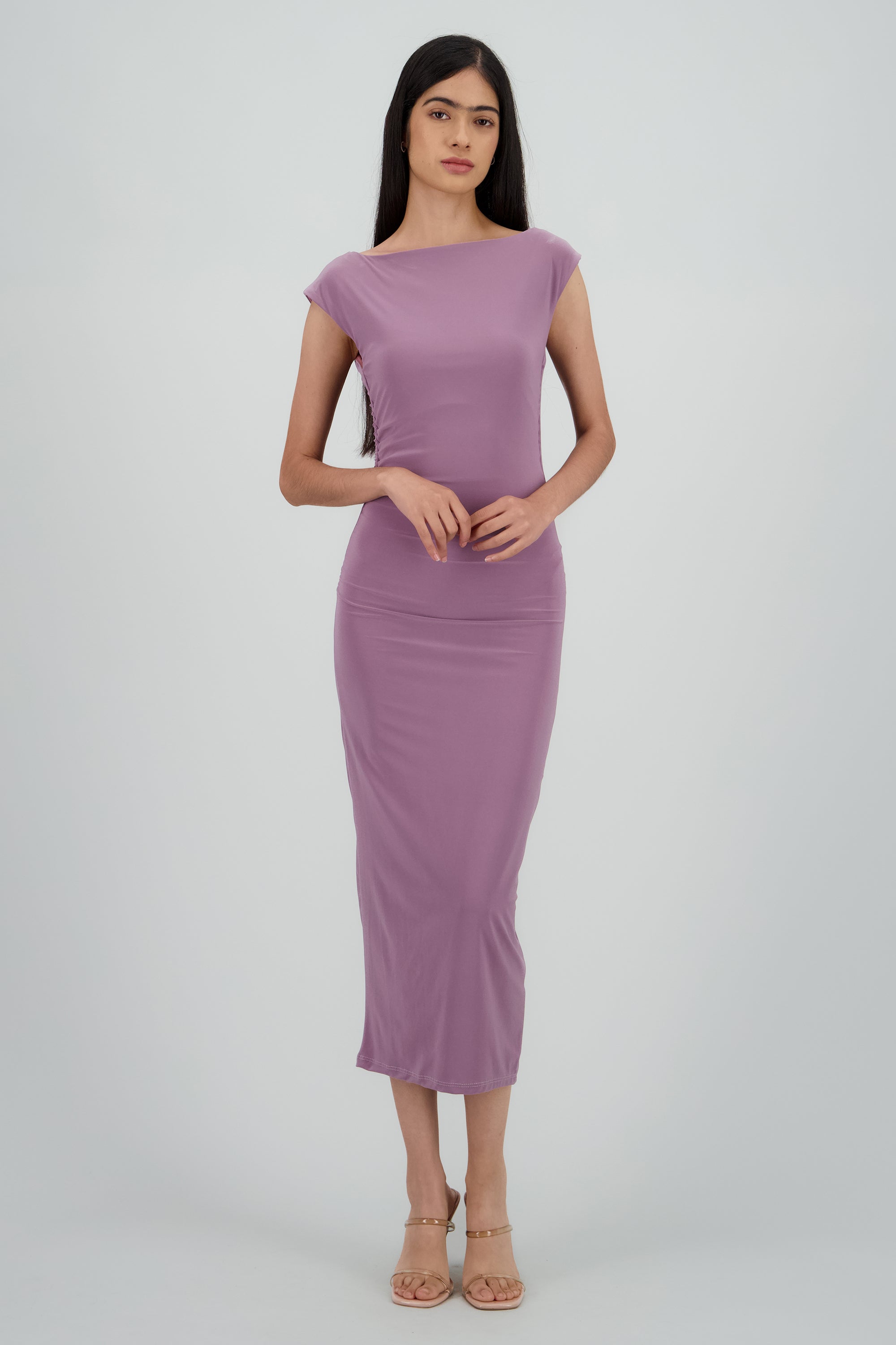 Vestido drapeado sin mangas MARSALA