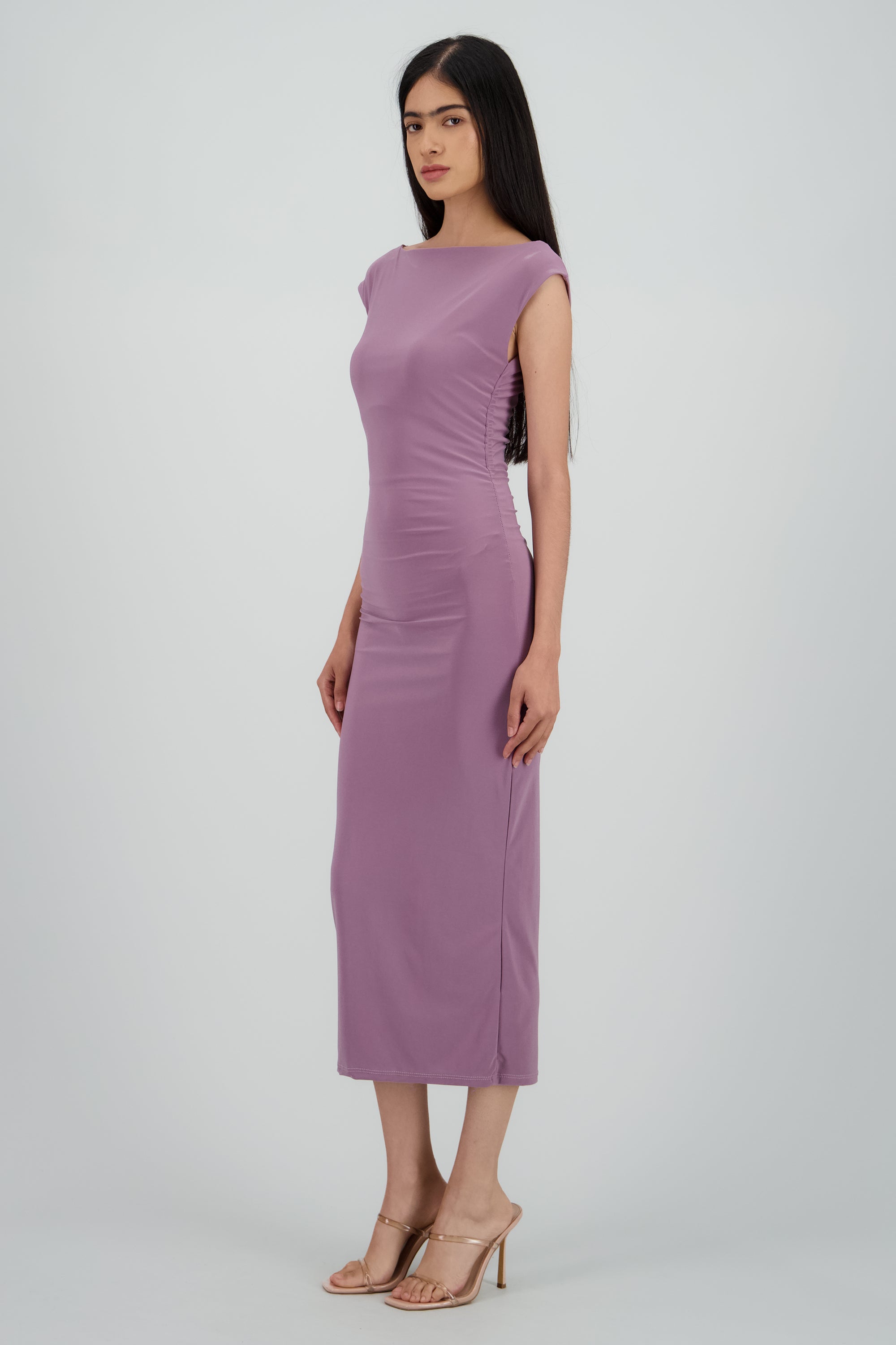 Vestido drapeado sin mangas MARSALA