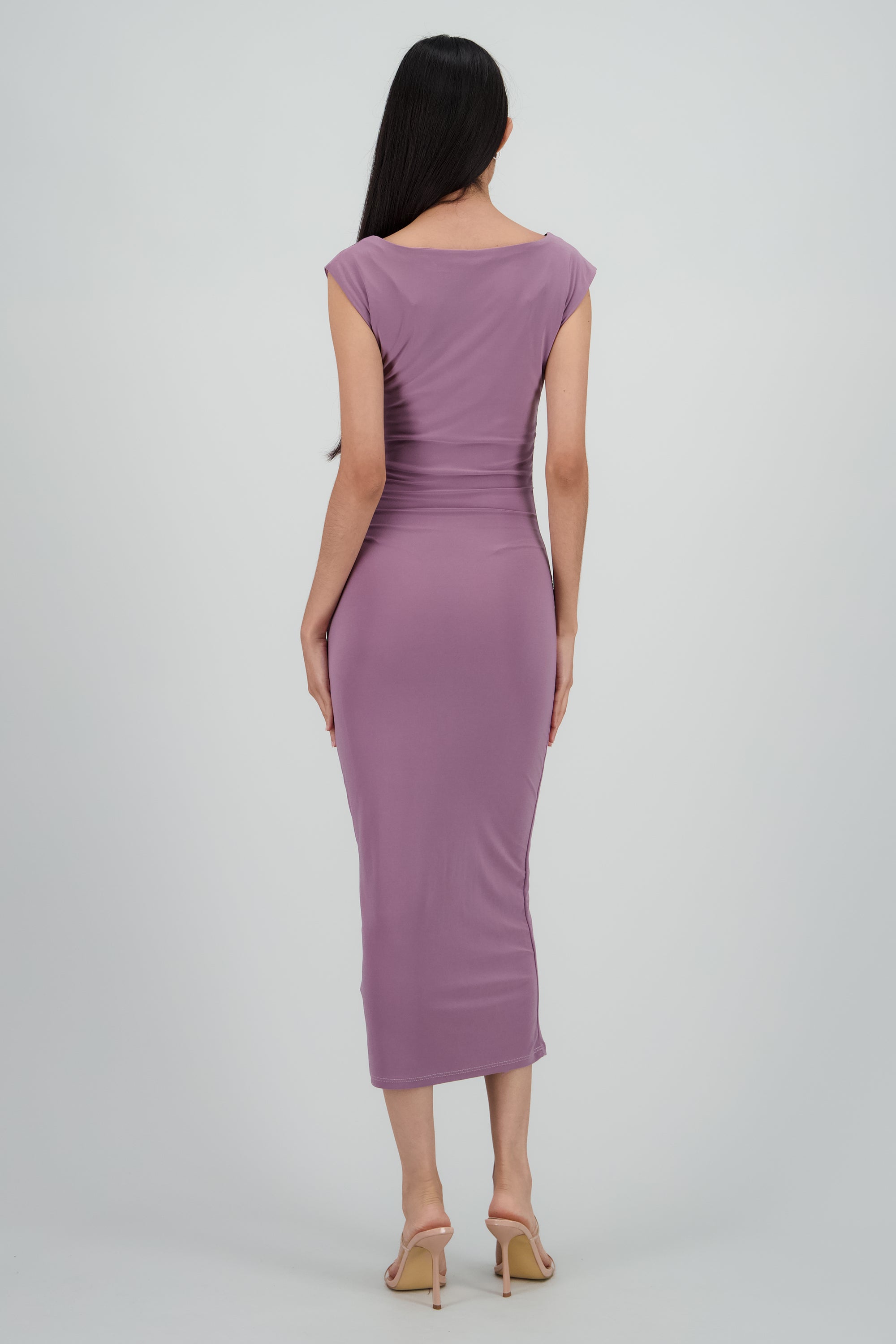 Vestido drapeado sin mangas MARSALA