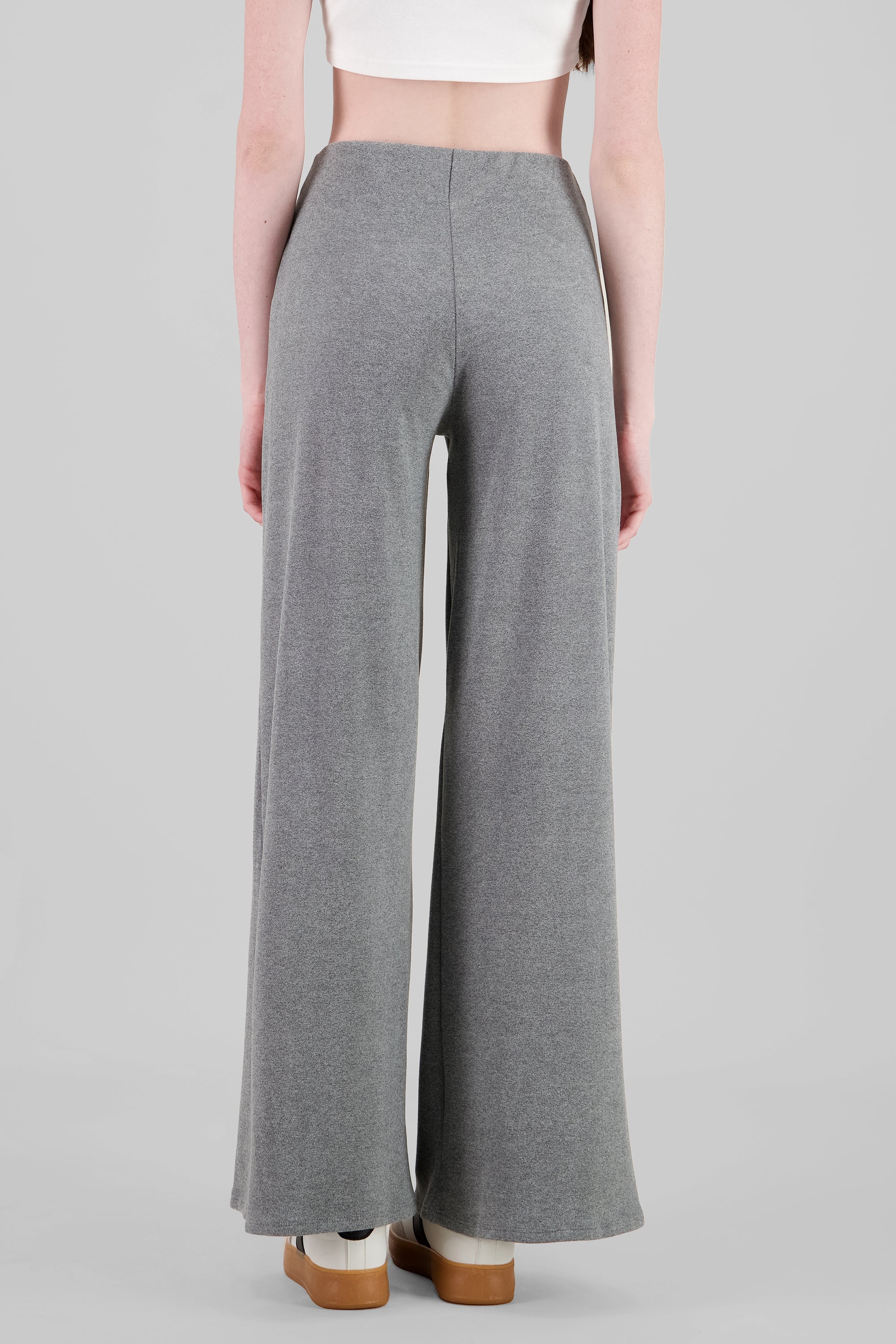 Pantalon amplio detalle tela GRIS JASPE