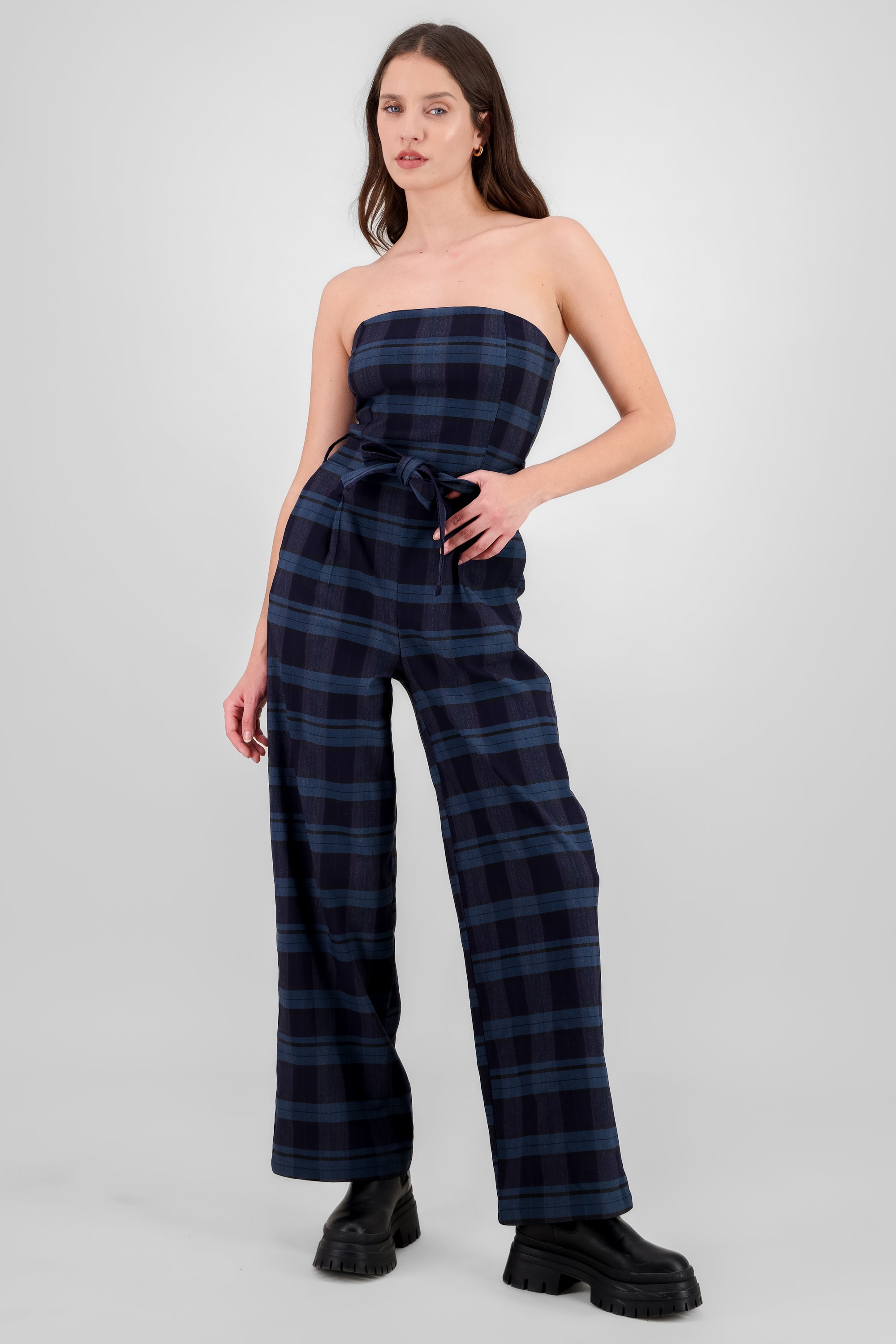 Jumpsuit cuadros detalle cinturon MARINO COMBO