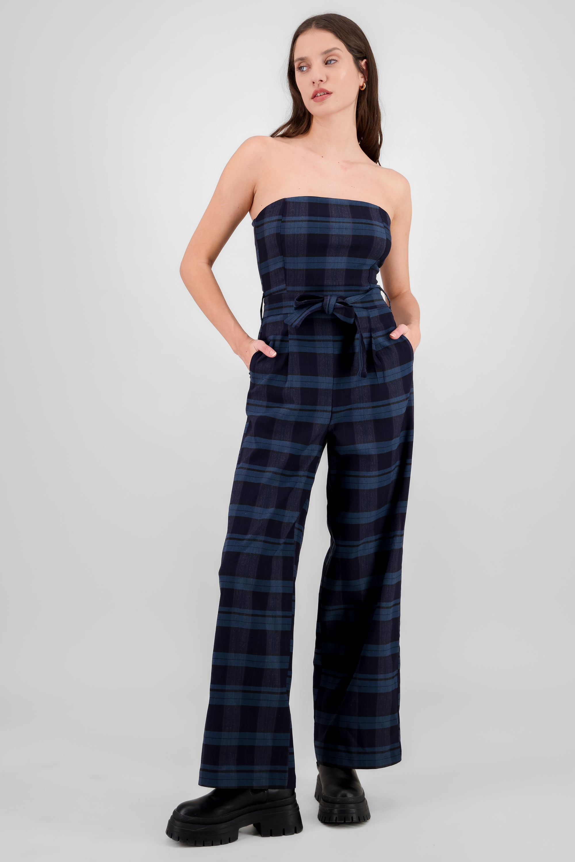 Jumpsuit cuadros detalle cinturon MARINO COMBO