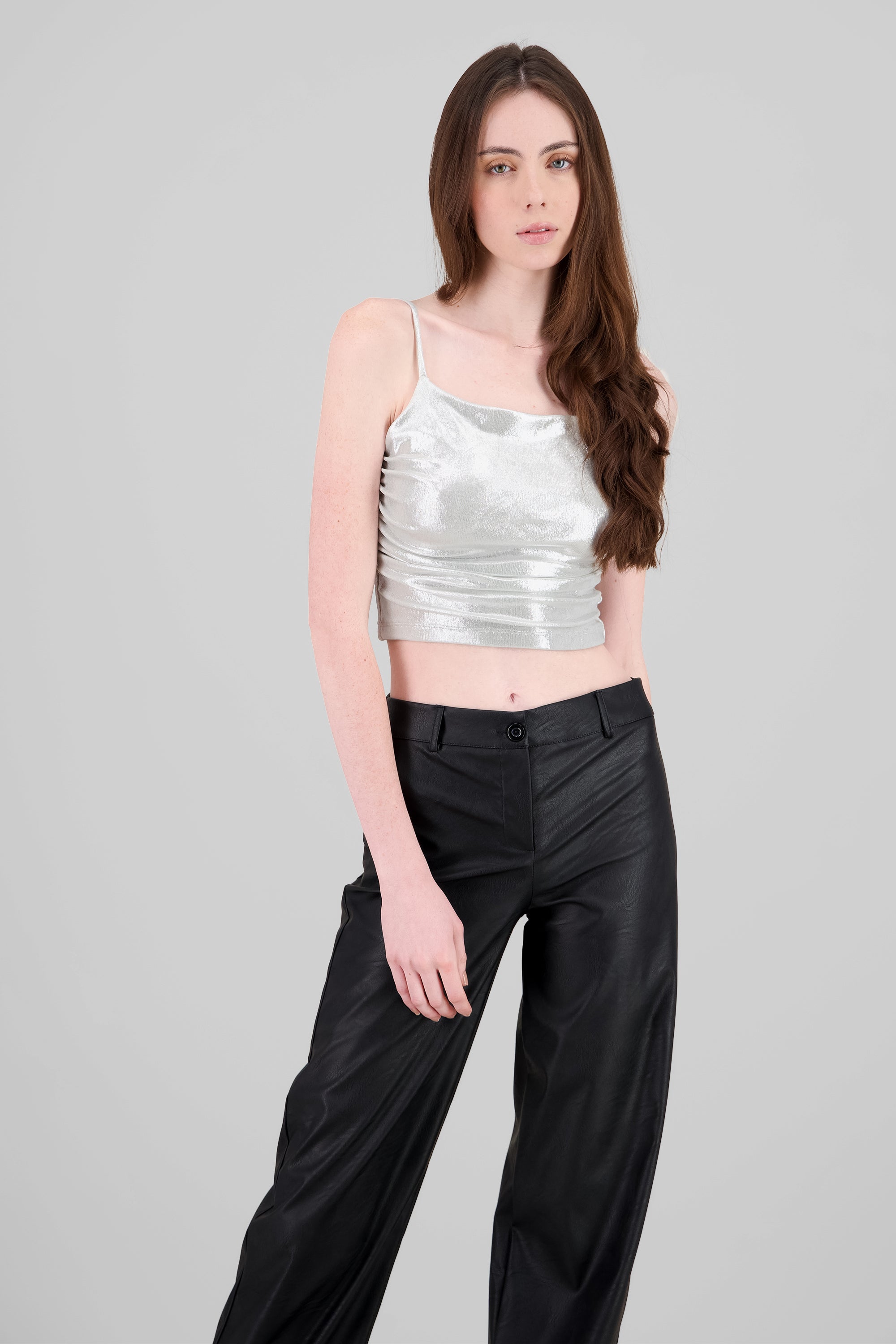 Top crop tirantes detalle brillos BLANCO