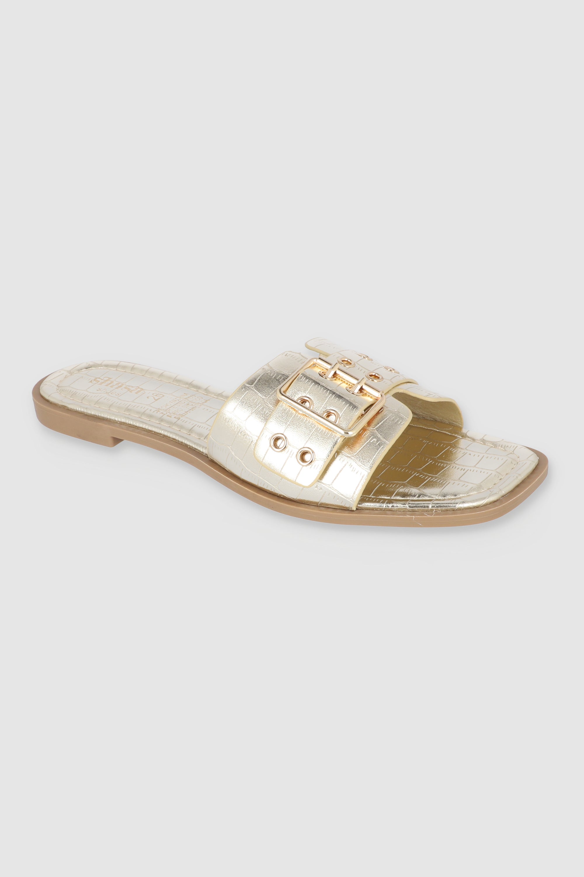 Sandalia tira ancha hebilla eyelets ORO