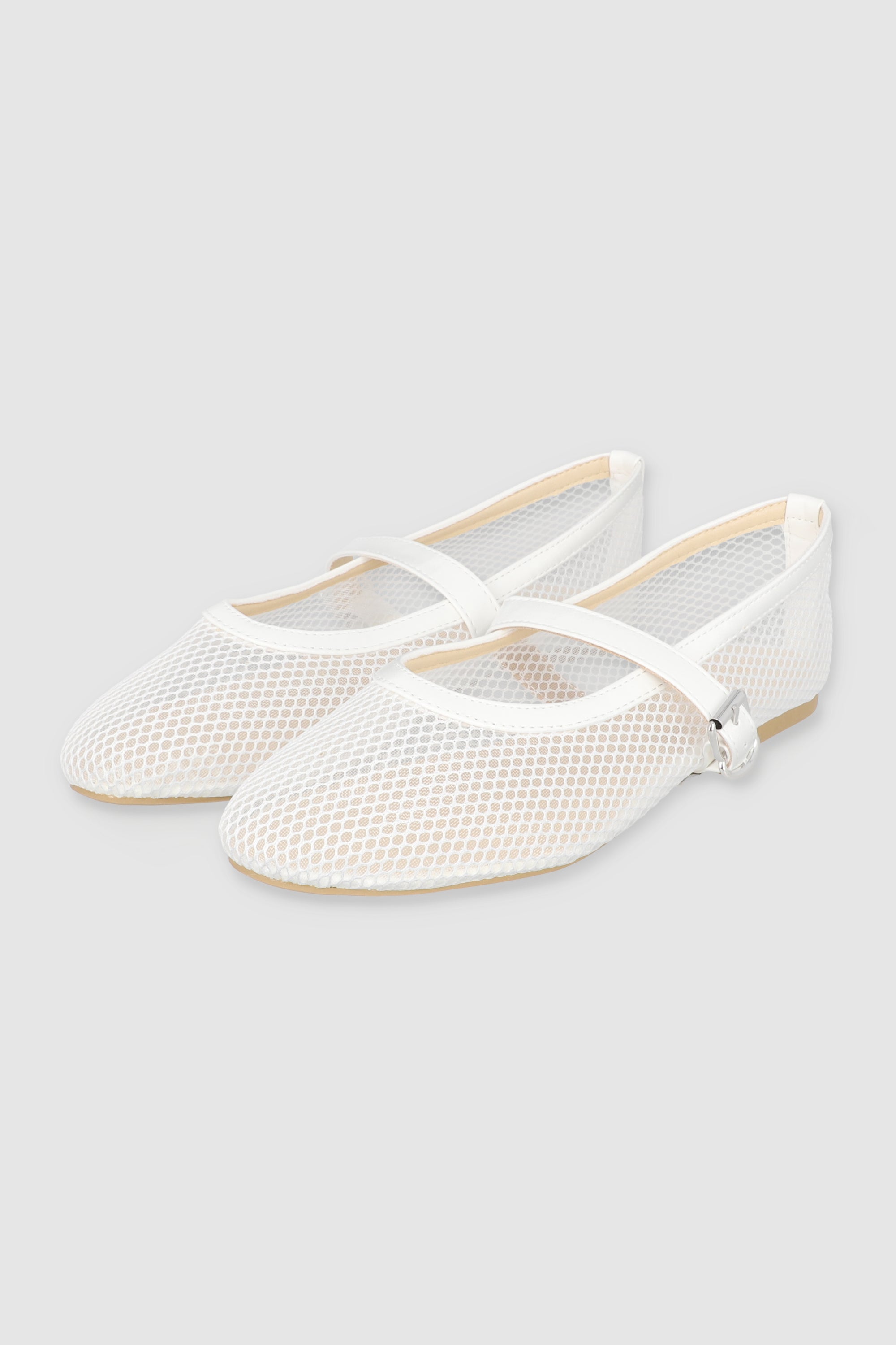 Flat mary jane mesh BLANCO