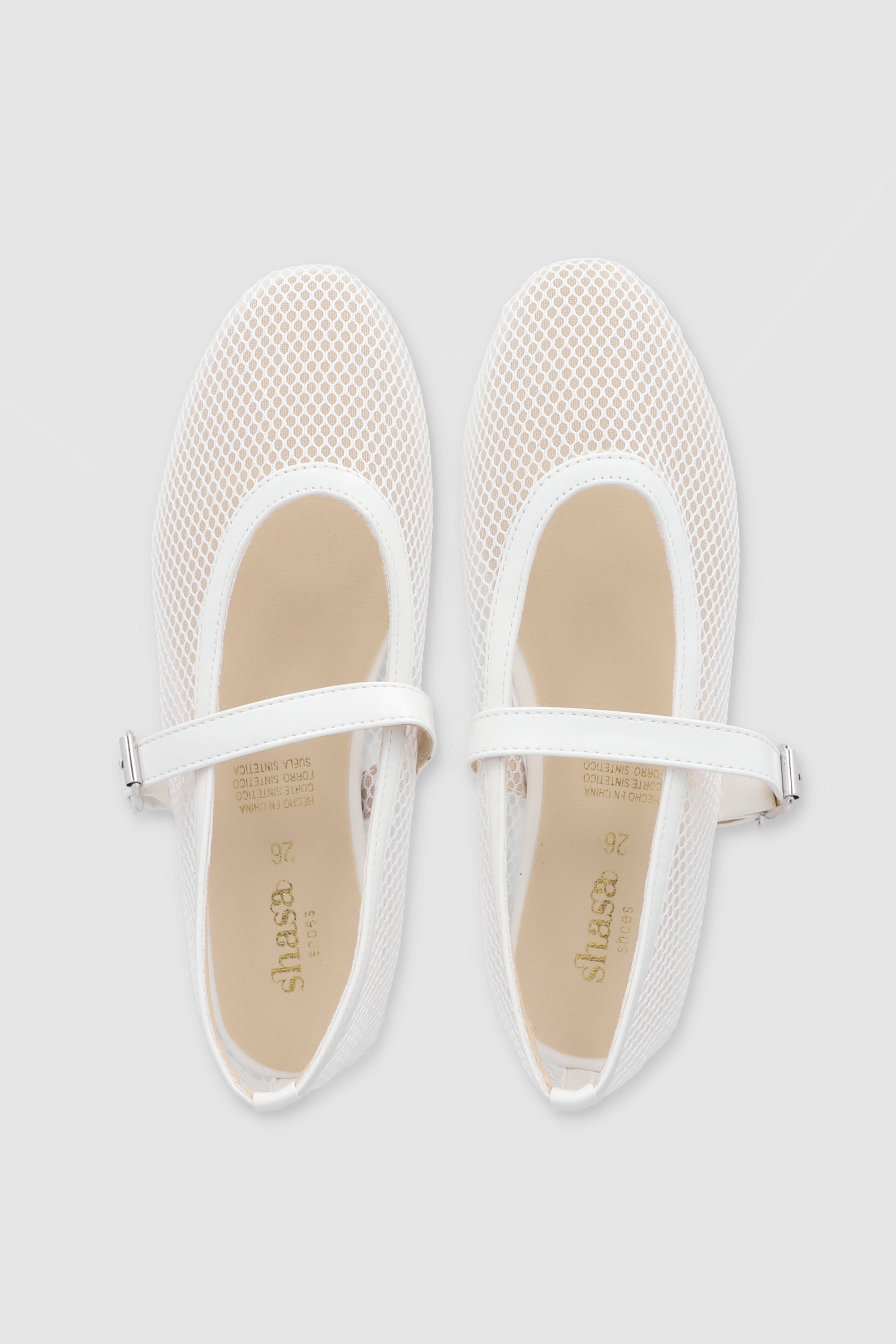 Flat mary jane mesh BLANCO