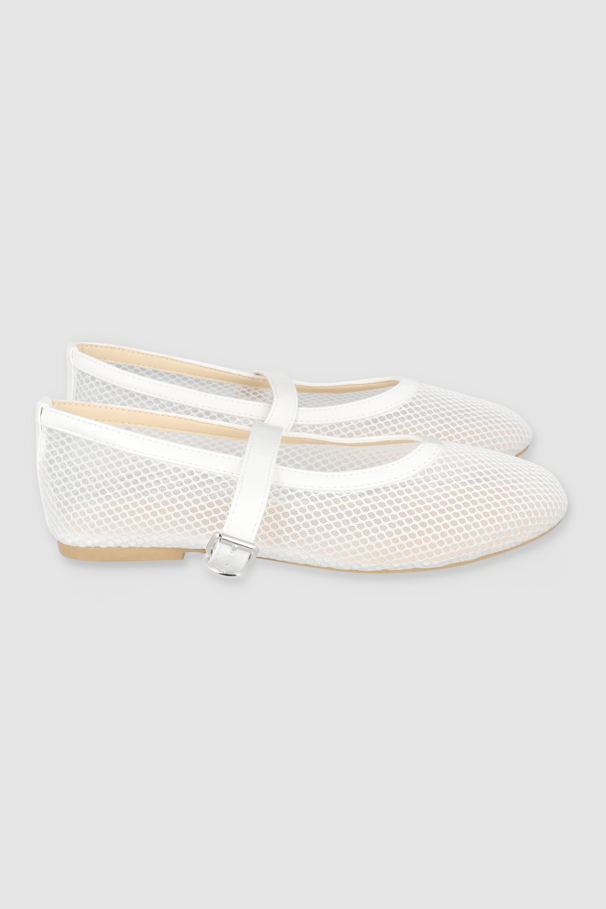 Flat mary jane mesh BLANCO