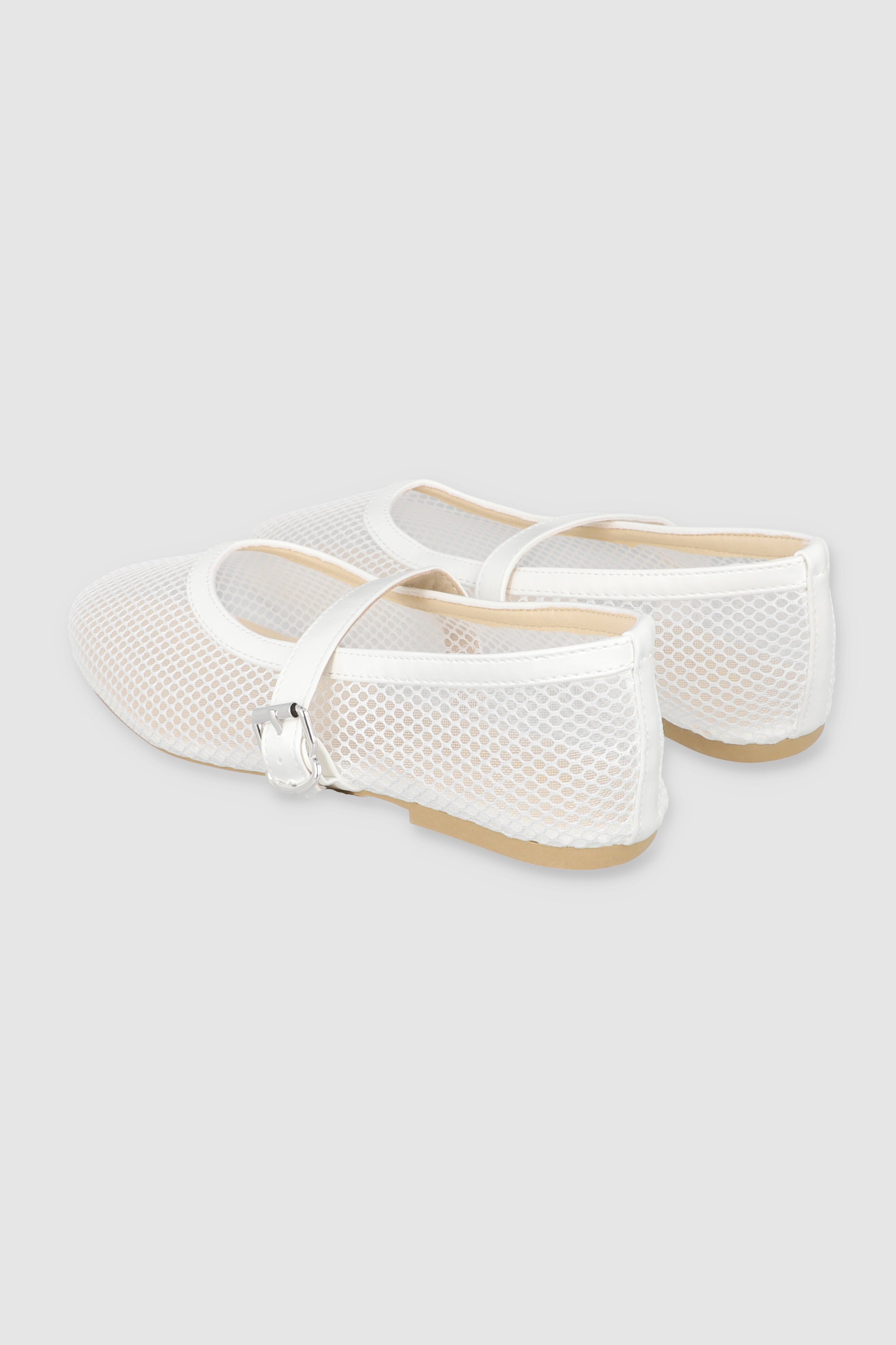 Flat mary jane mesh BLANCO