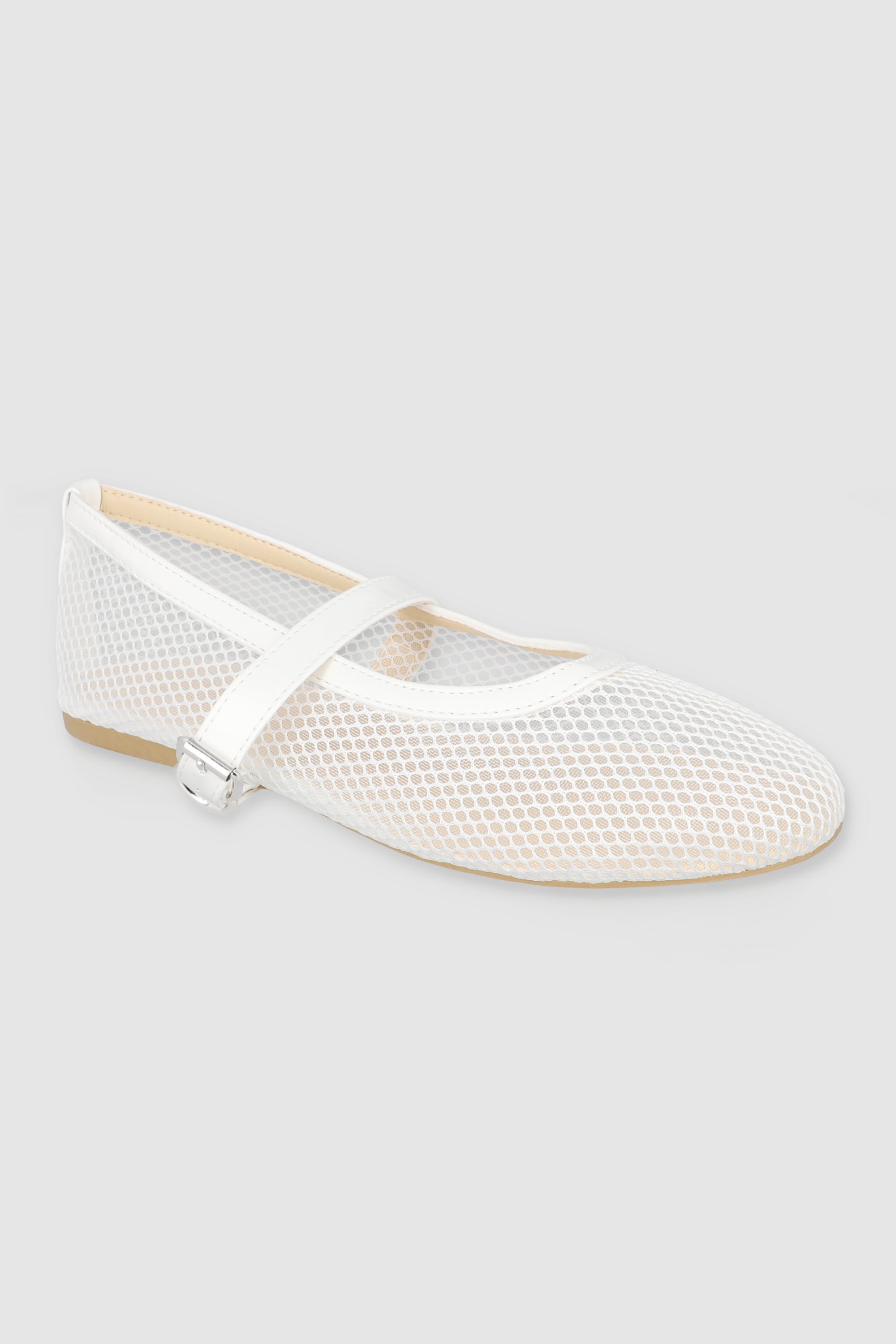 Flat mary jane mesh BLANCO