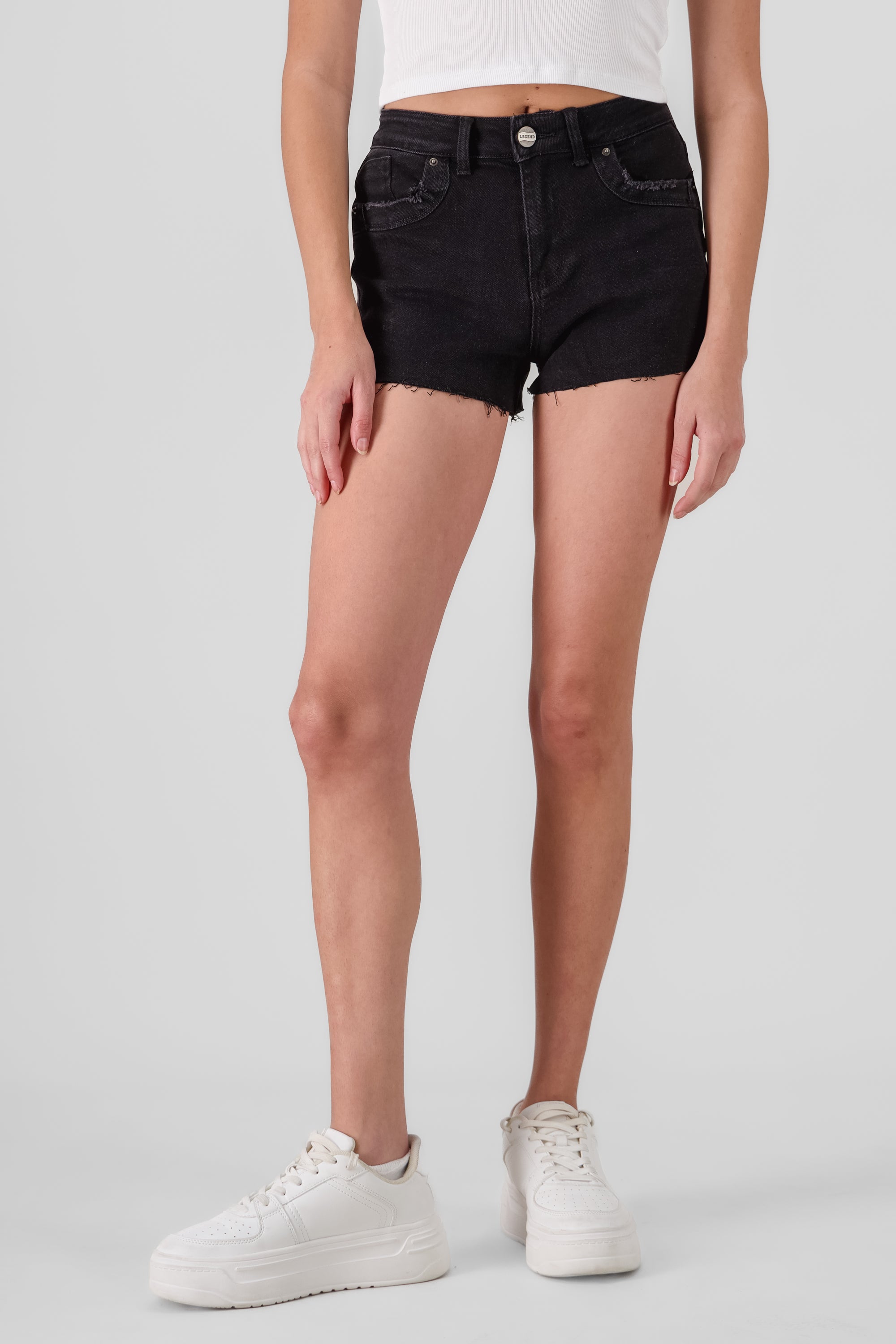 Mini shorts denim desgastados NEGRO