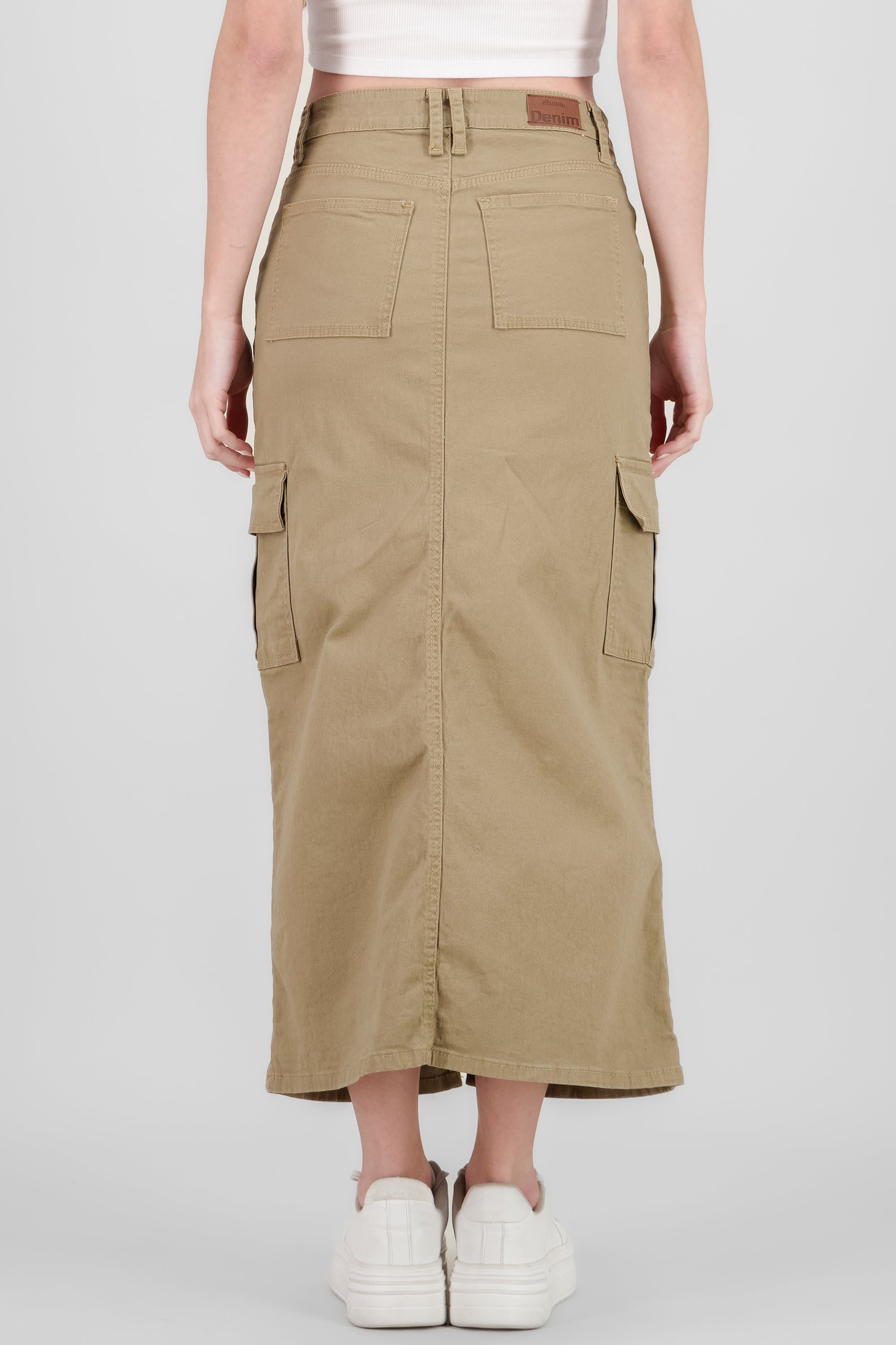 Falda midi abertura cargo KHAKI