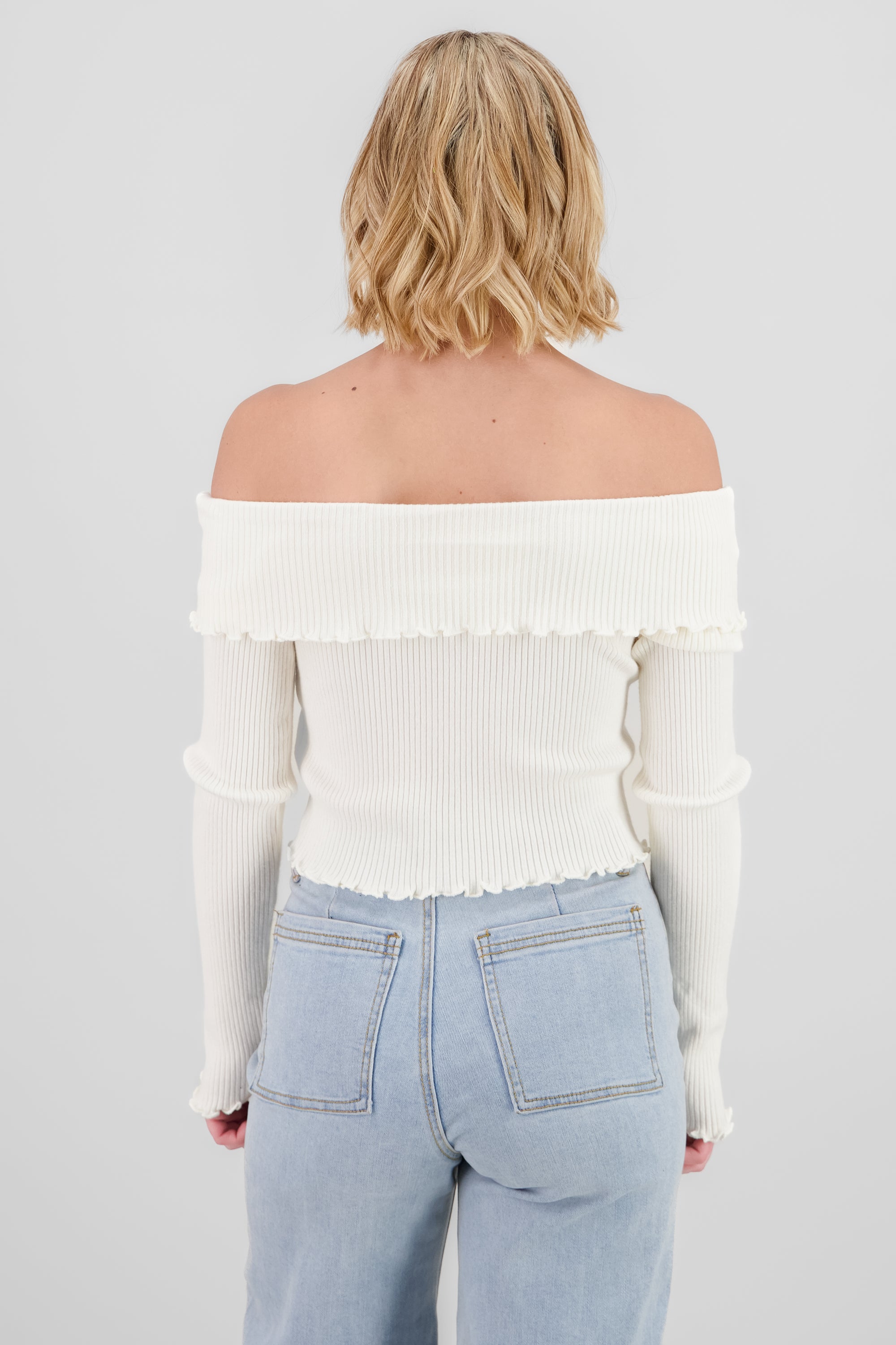 Top off shoulder plisado HUESO