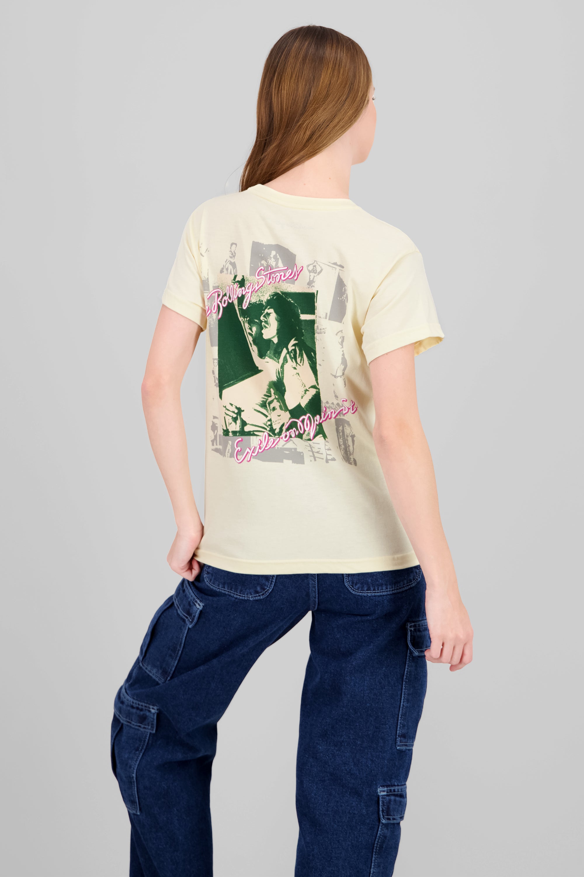 Playera Mick Jagger estampado frente y espalda HUESO