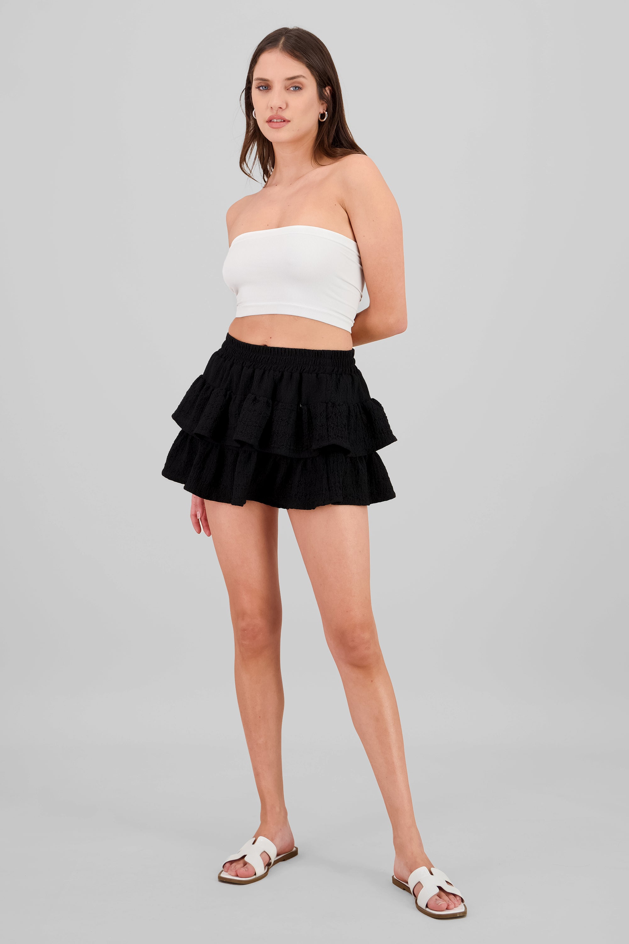 Falda doble olan textura NEGRO