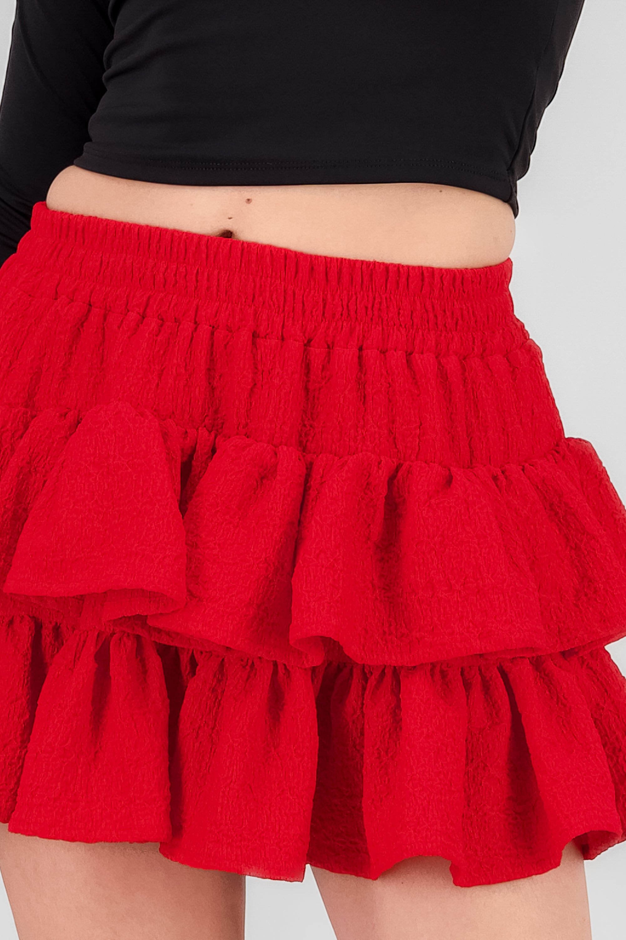 Falda doble olan textura ROJO