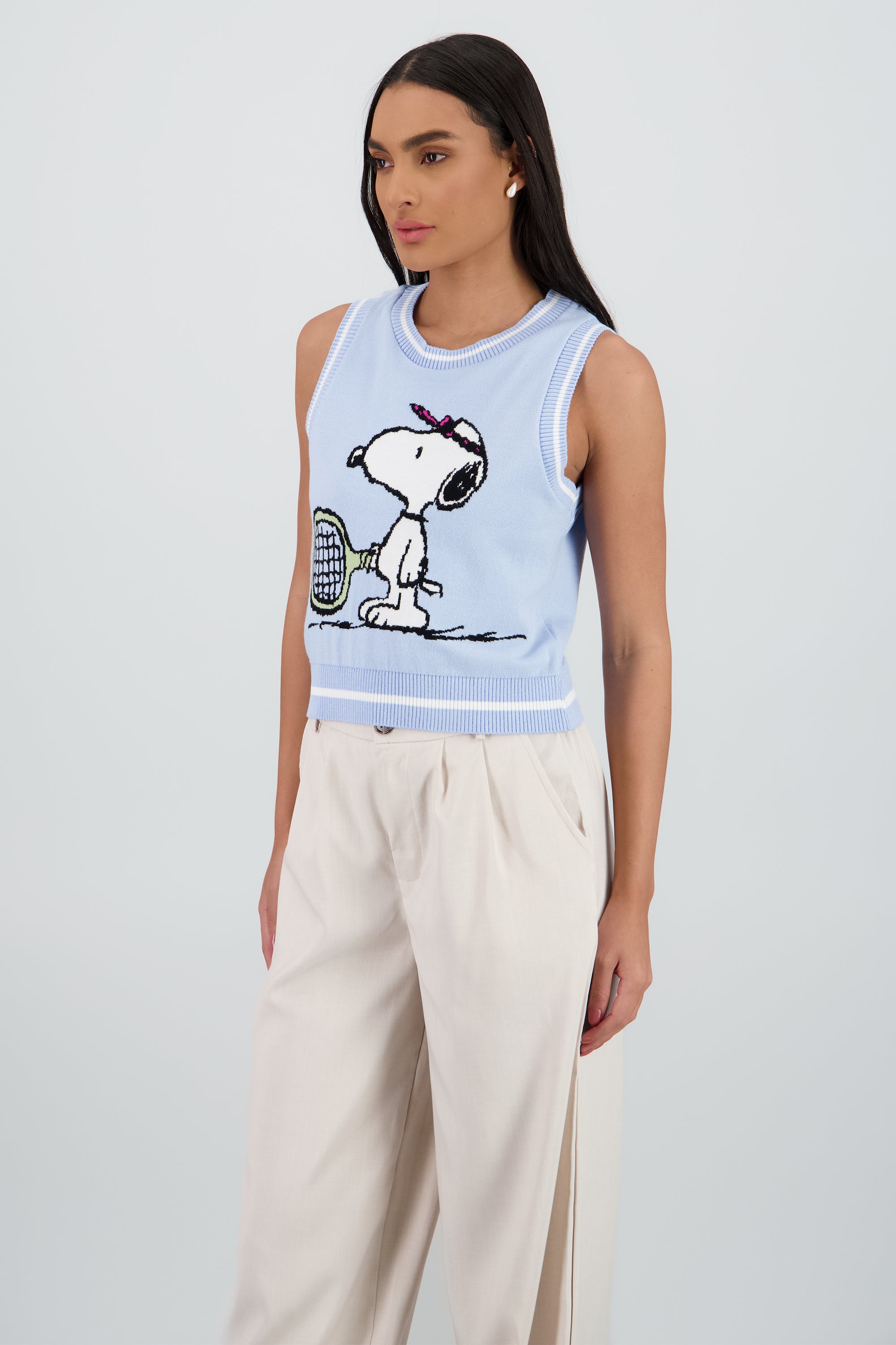 Chaleco líneas Snoopy tenis AZUL PASTEL