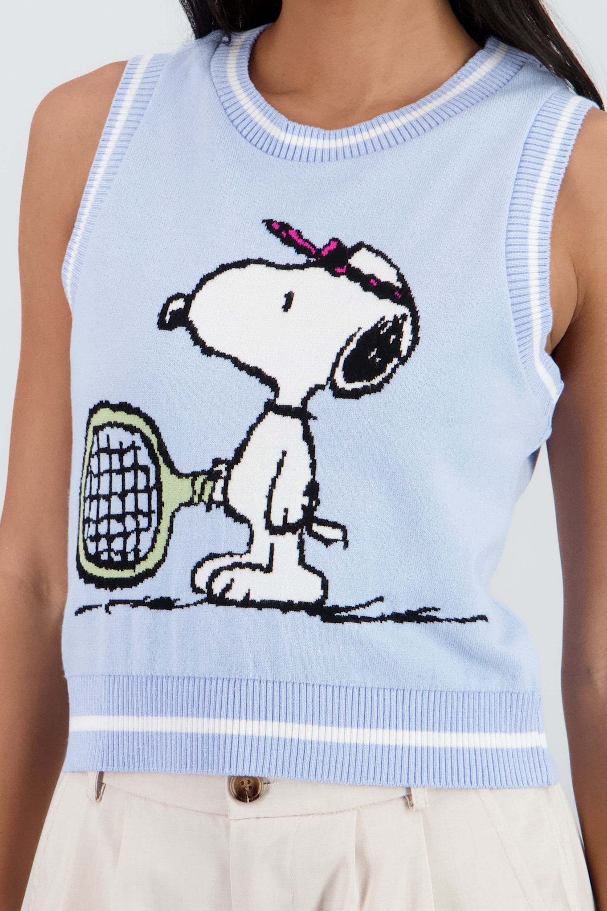 Chaleco líneas Snoopy tenis AZUL PASTEL