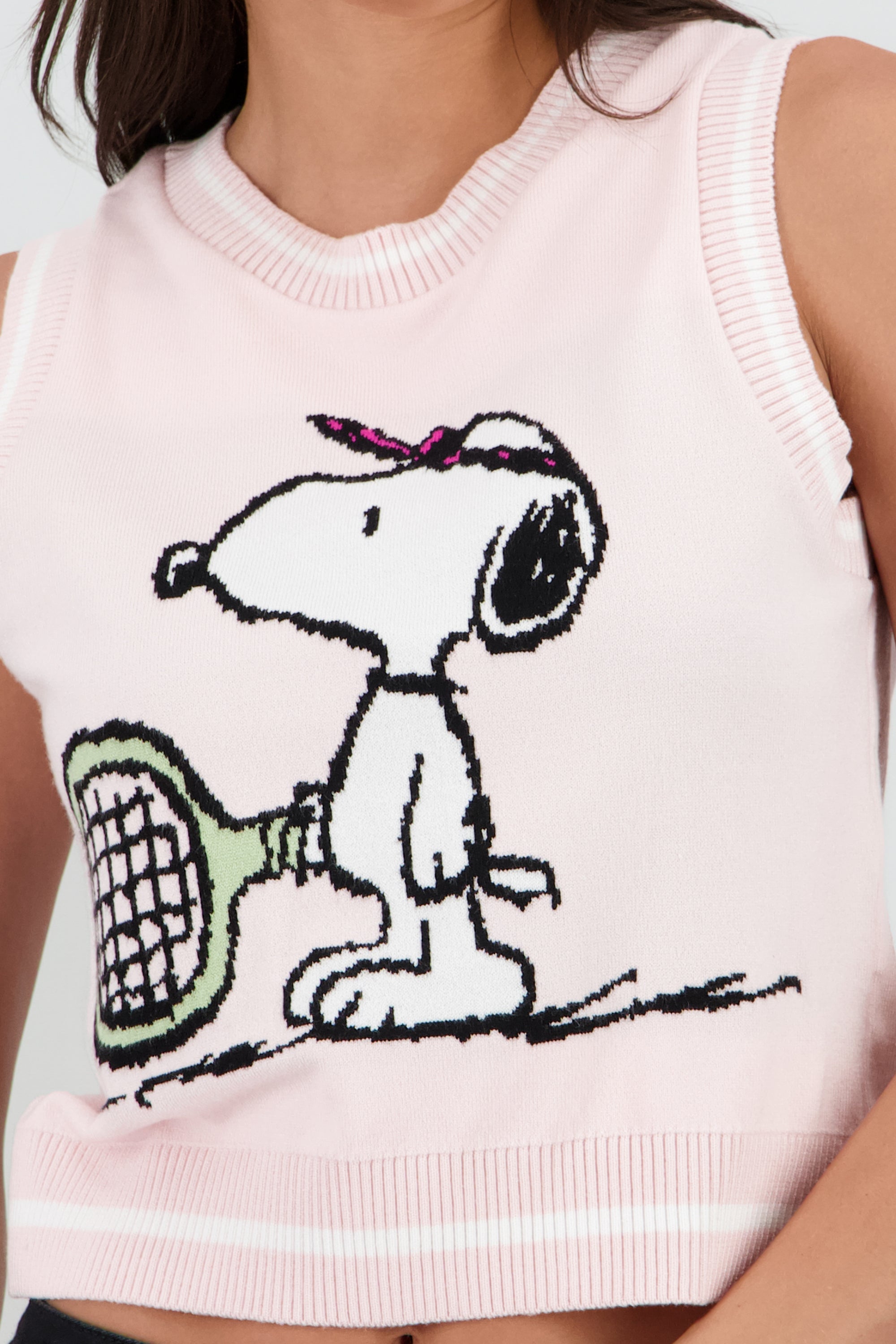 Chaleco líneas Snoopy tenis ROSA PASTEL
