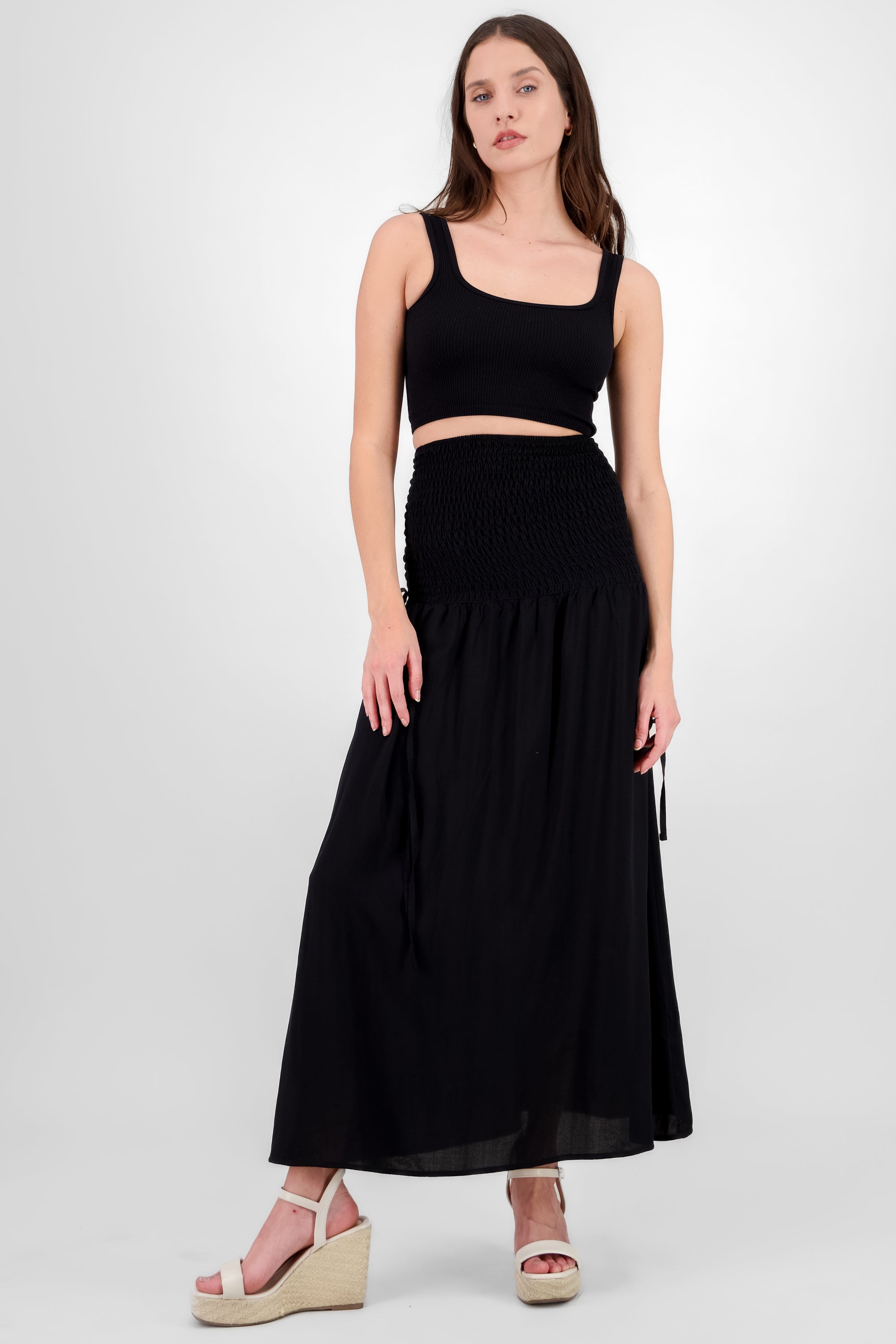 Falda maxi jaretas costados NEGRO