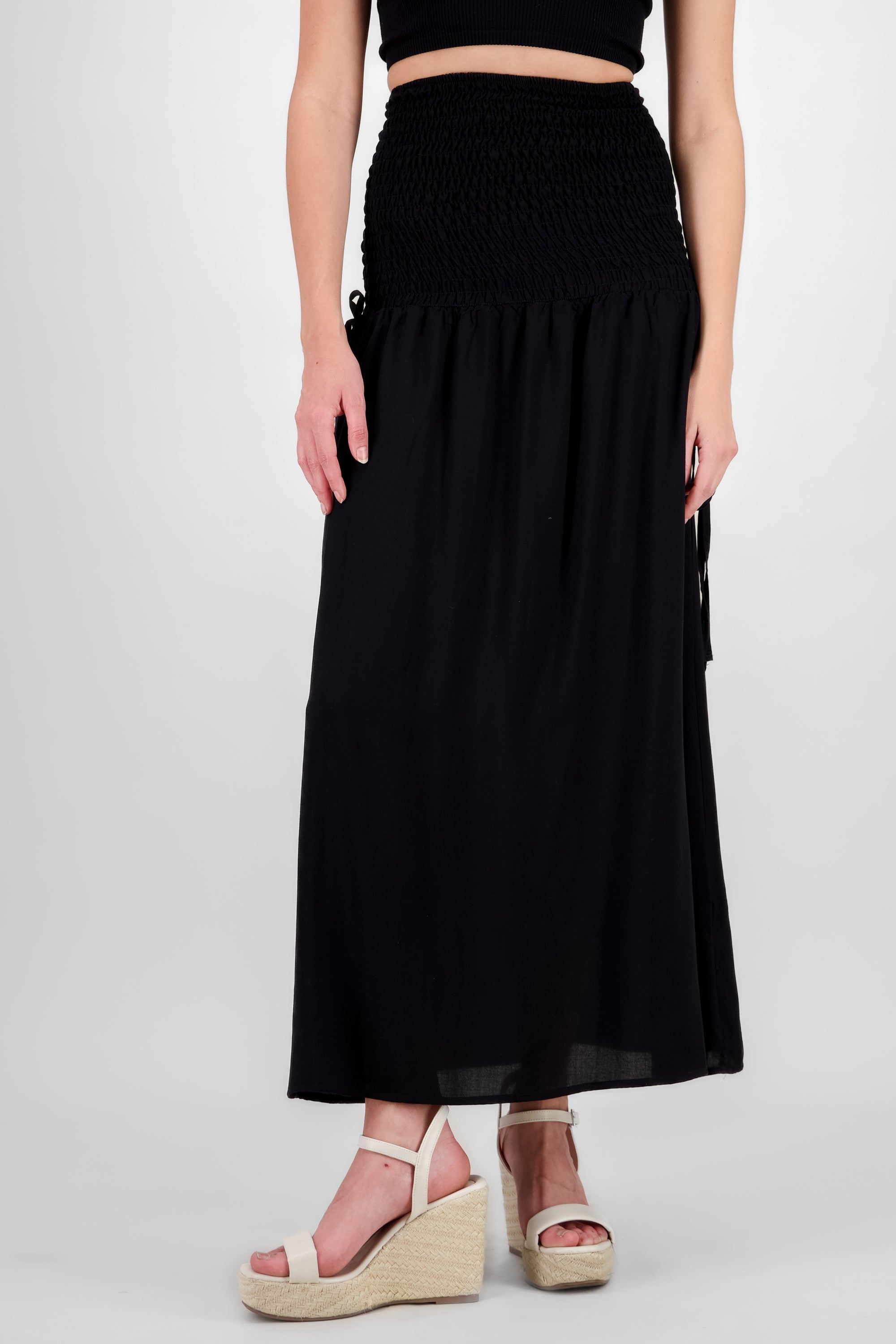 Falda maxi jaretas costados NEGRO