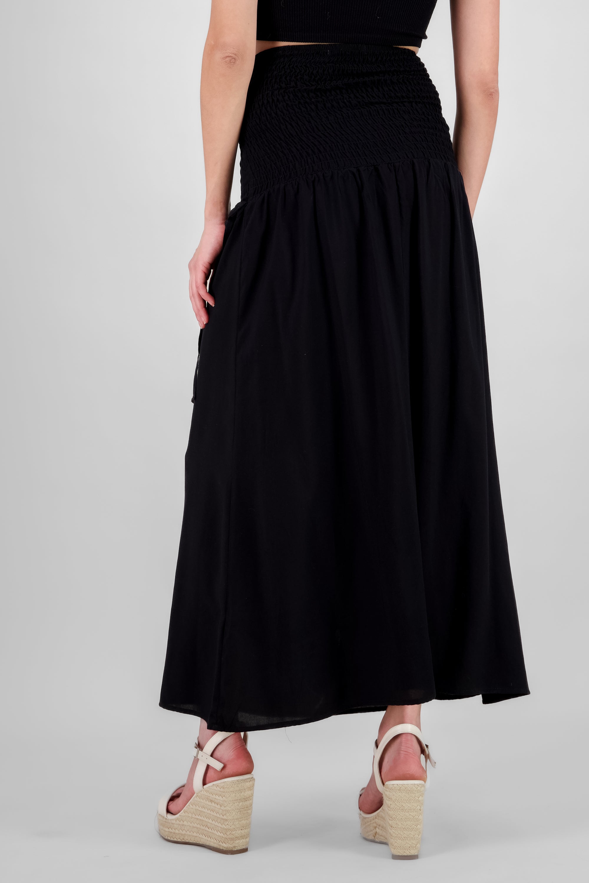 Falda maxi jaretas costados NEGRO