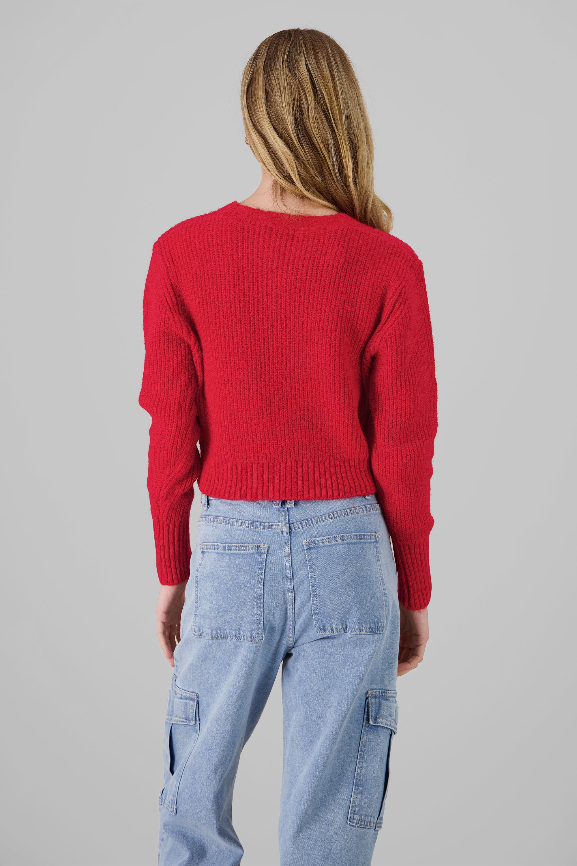 Cardigan de tejido con botones ROJO