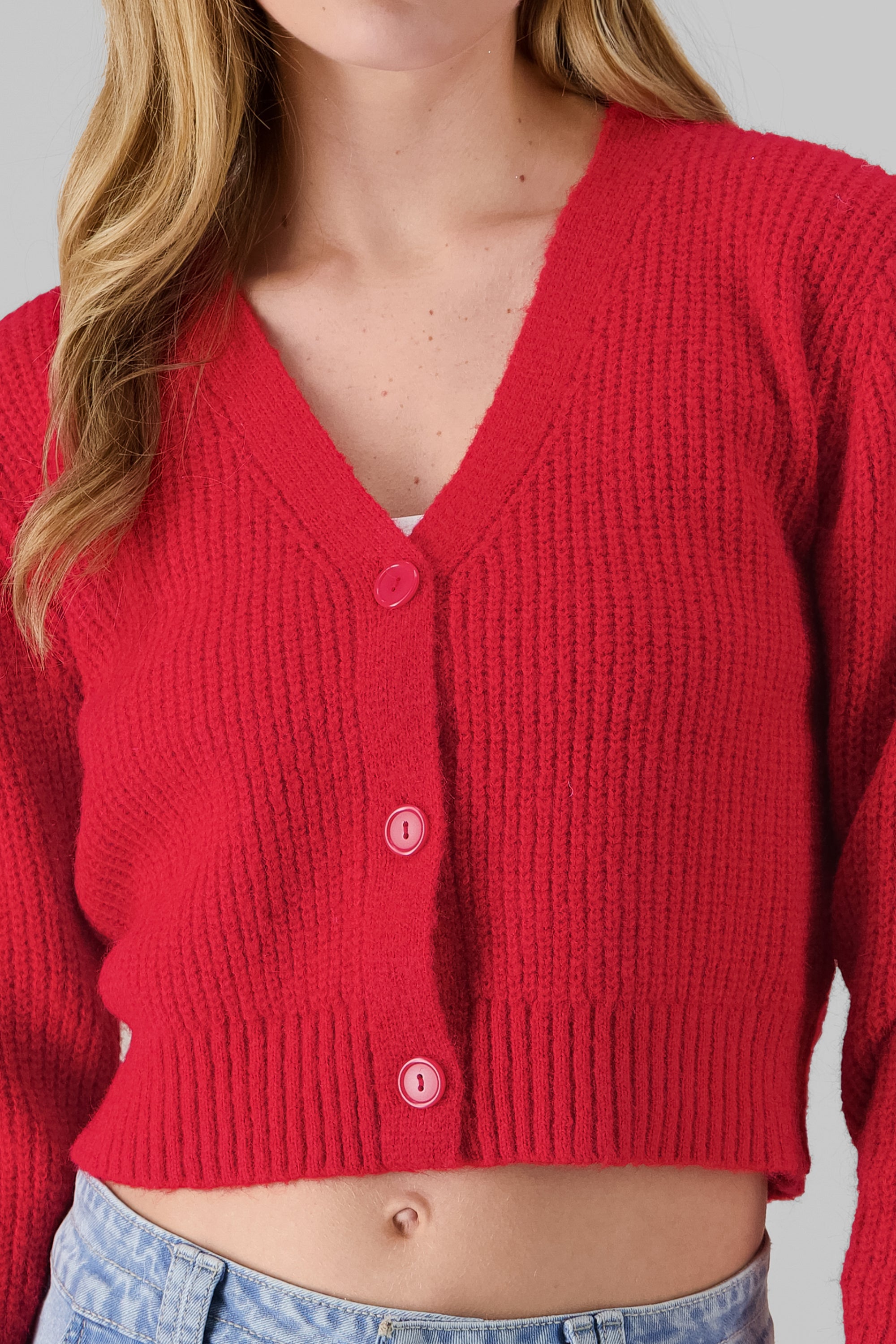 Cardigan de tejido con botones ROJO