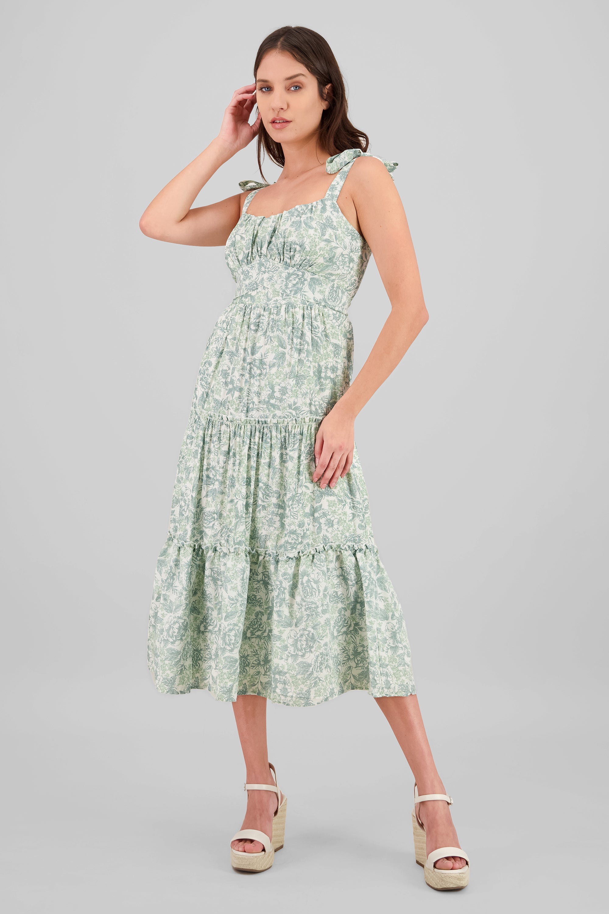 Vestido maxi floral VERDE COMBO