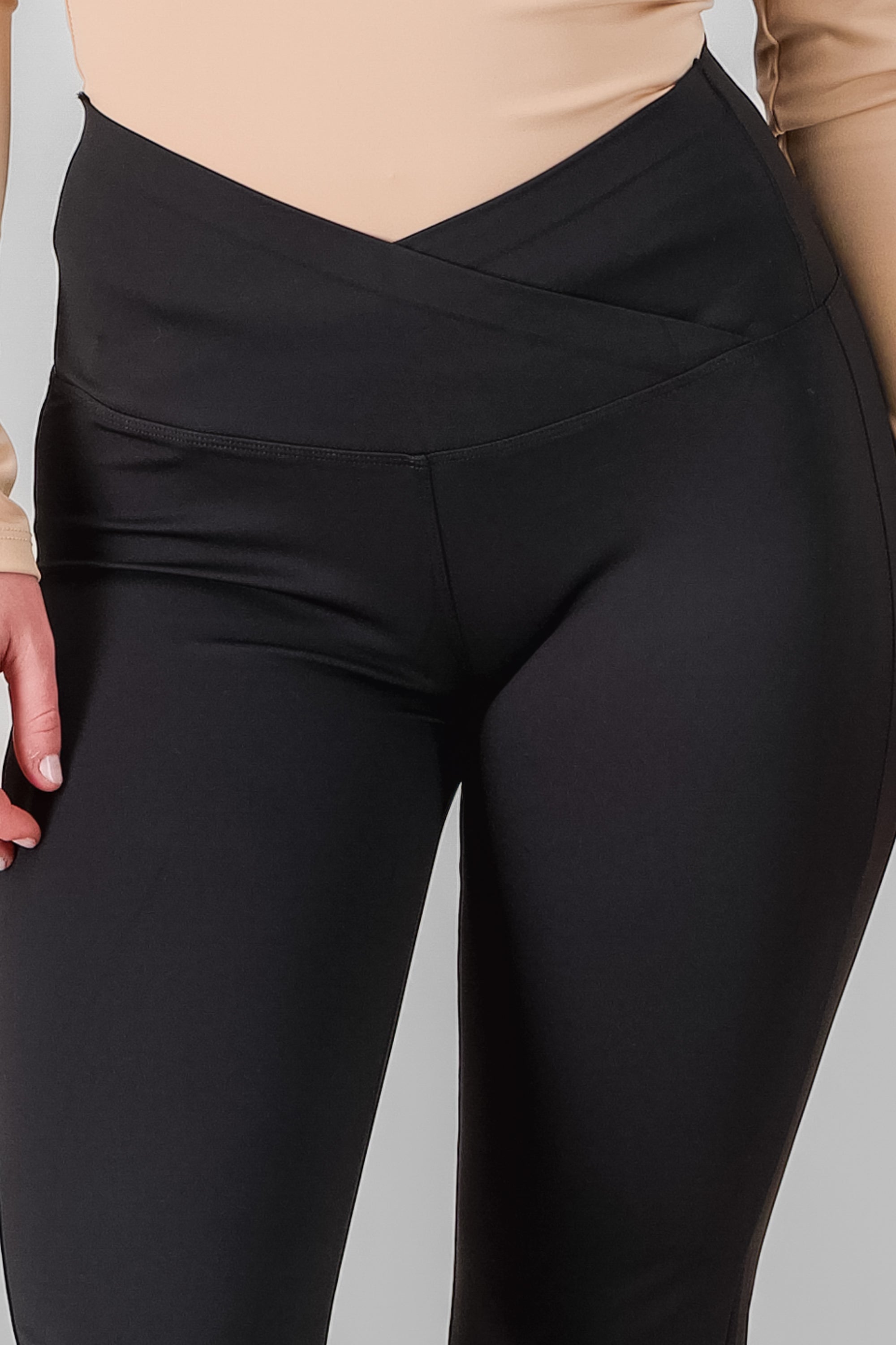 Leggings lisos pretina cruzada NEGRO