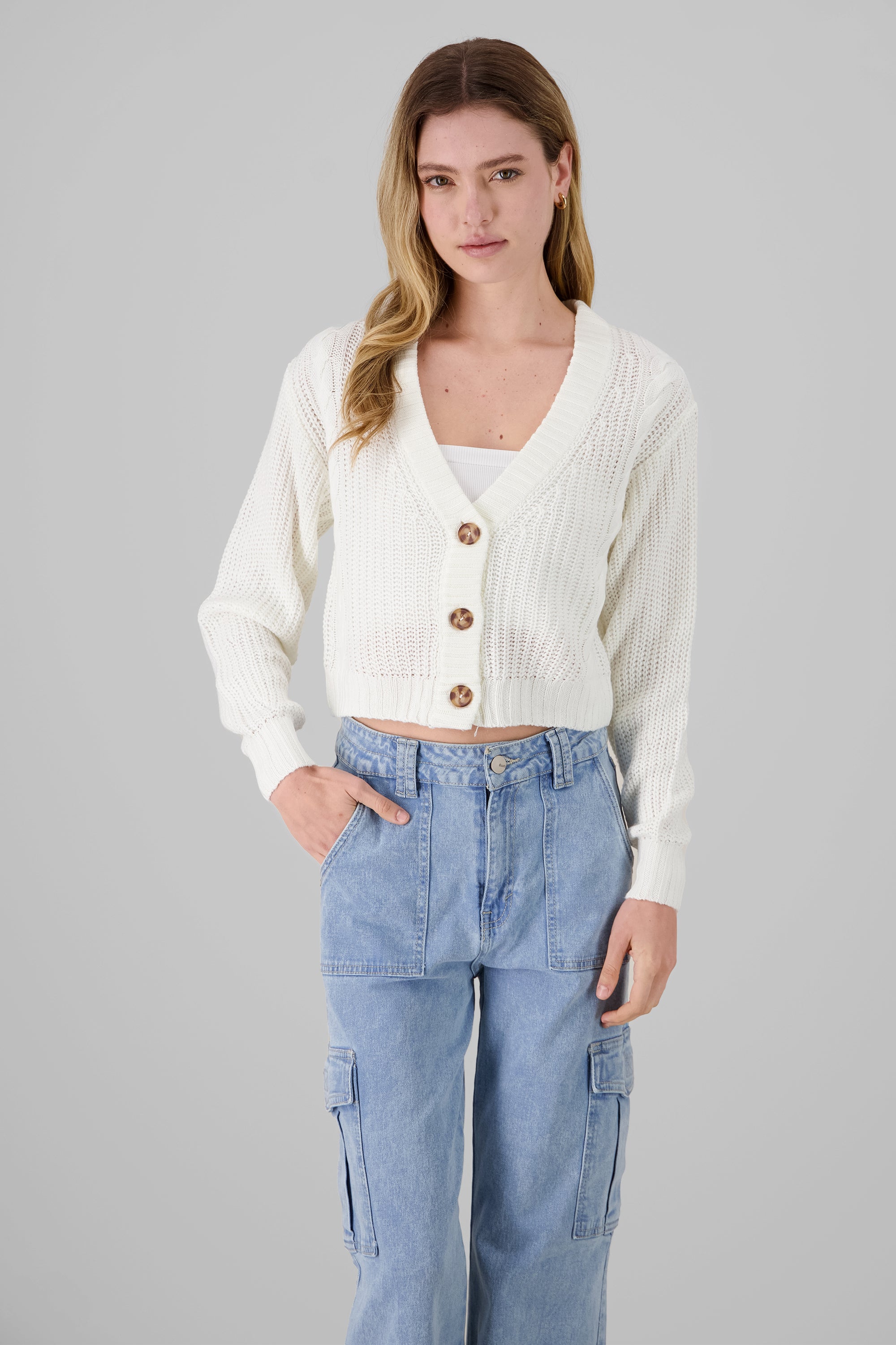 Cardigan tejido de punto BLANCO